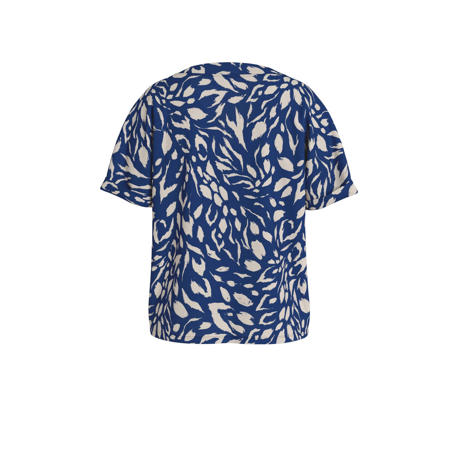 VILA top YA met all over print blauw beige