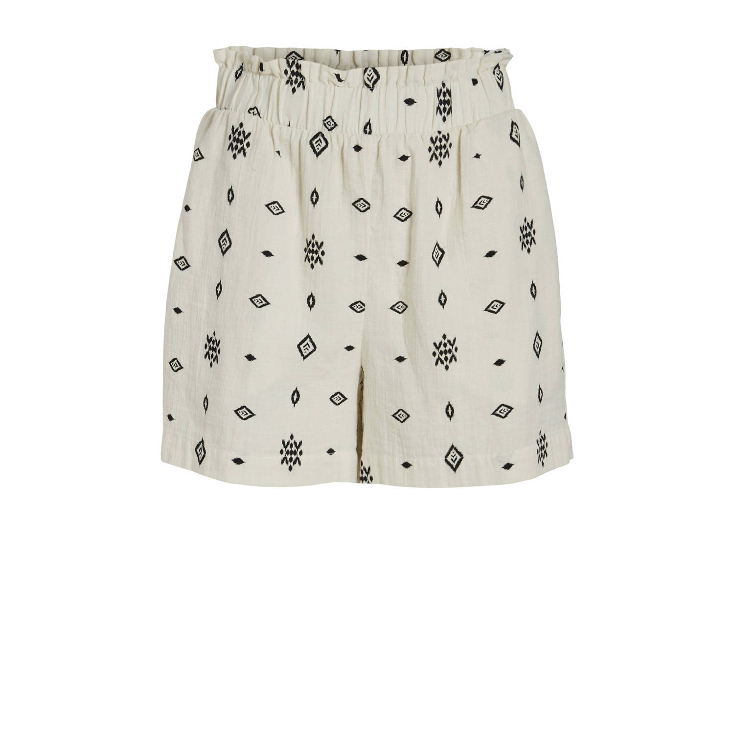 VILA high waist loose fit short met all over print ecru zwart