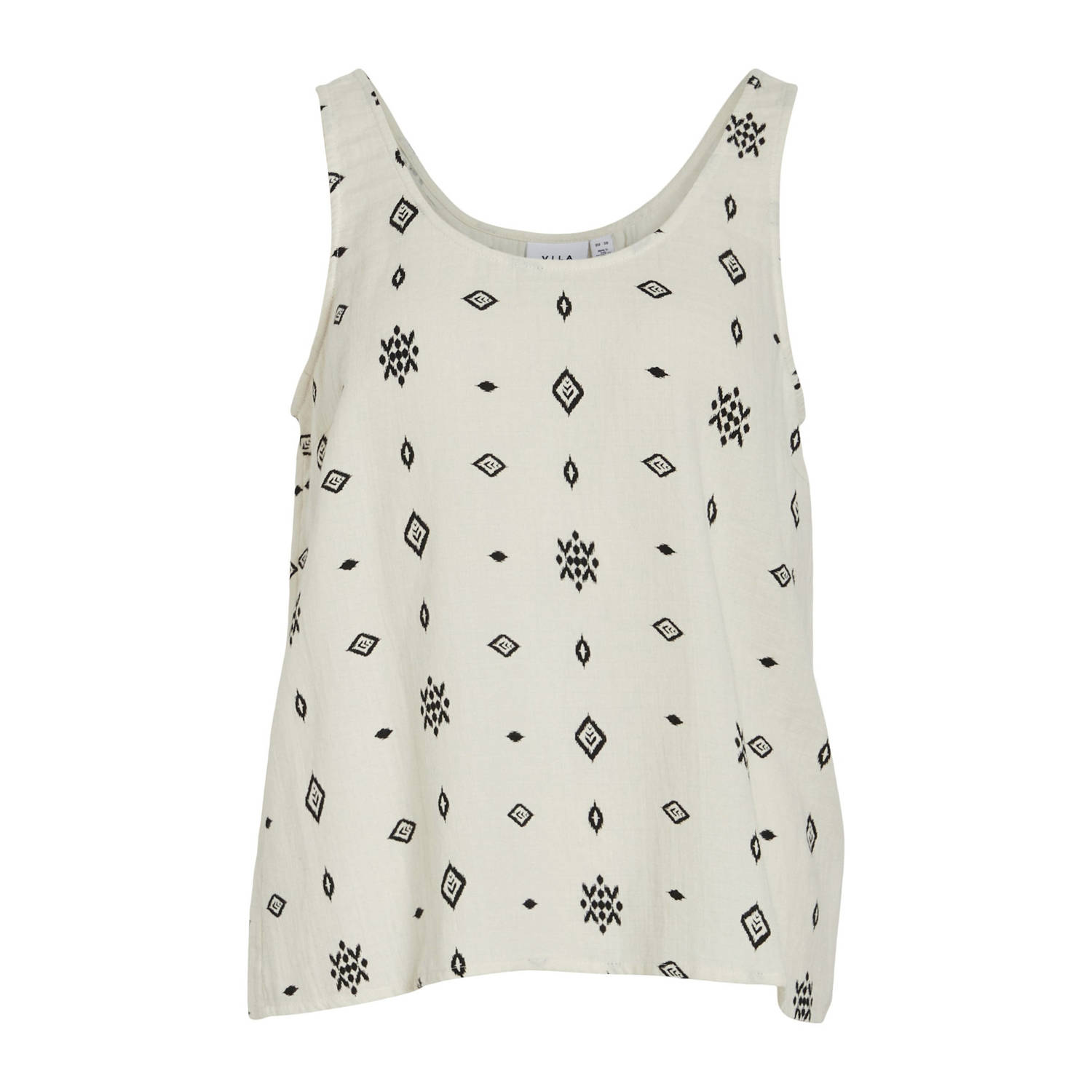 VILA top NIA met all over print crème zwart