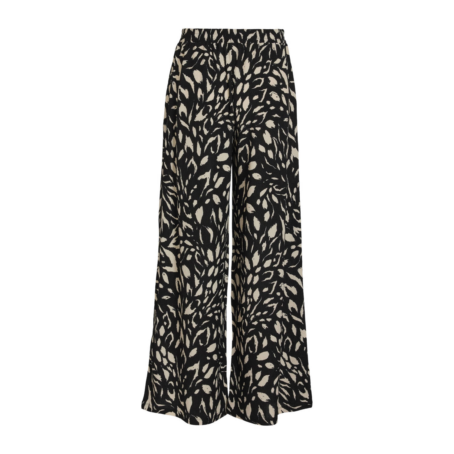 VILA wide leg broek YA met all over print zwart beige