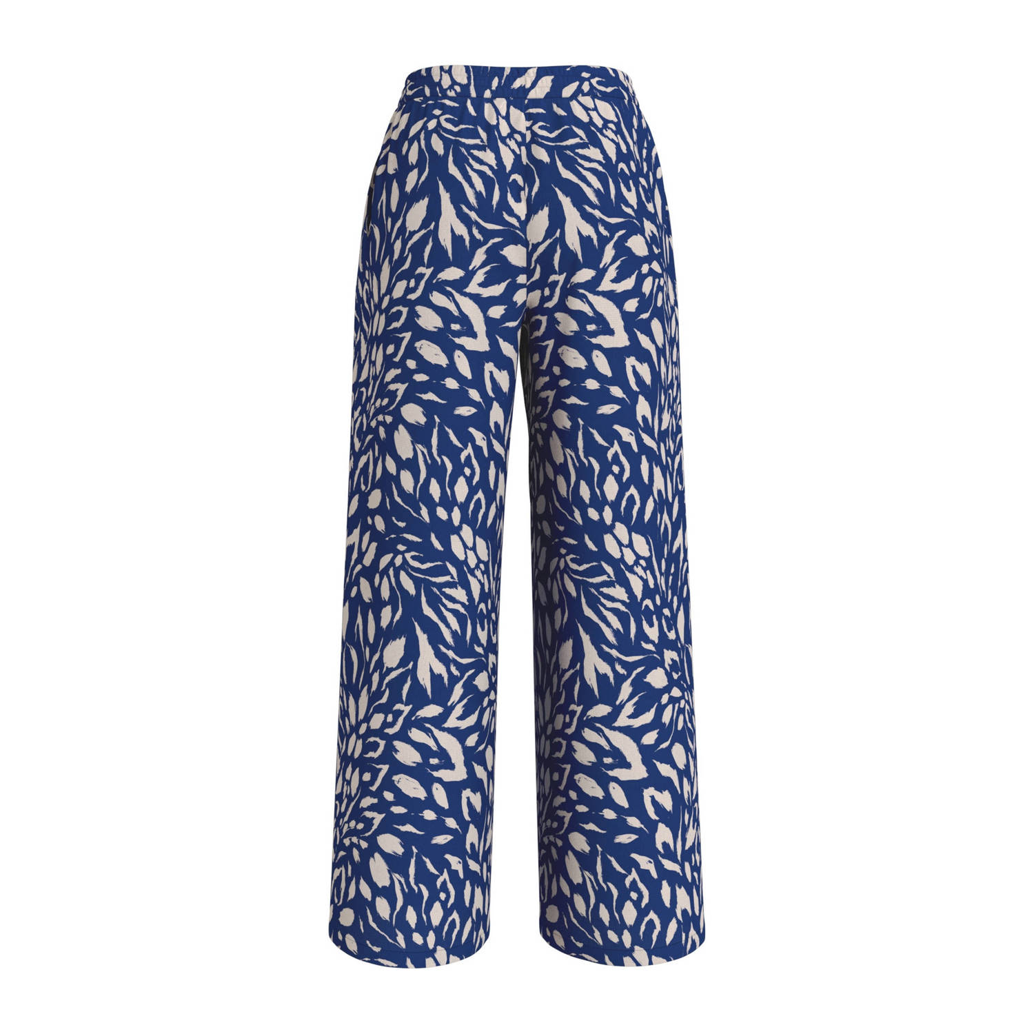 VILA wide leg broek YA met all over print blauw beige