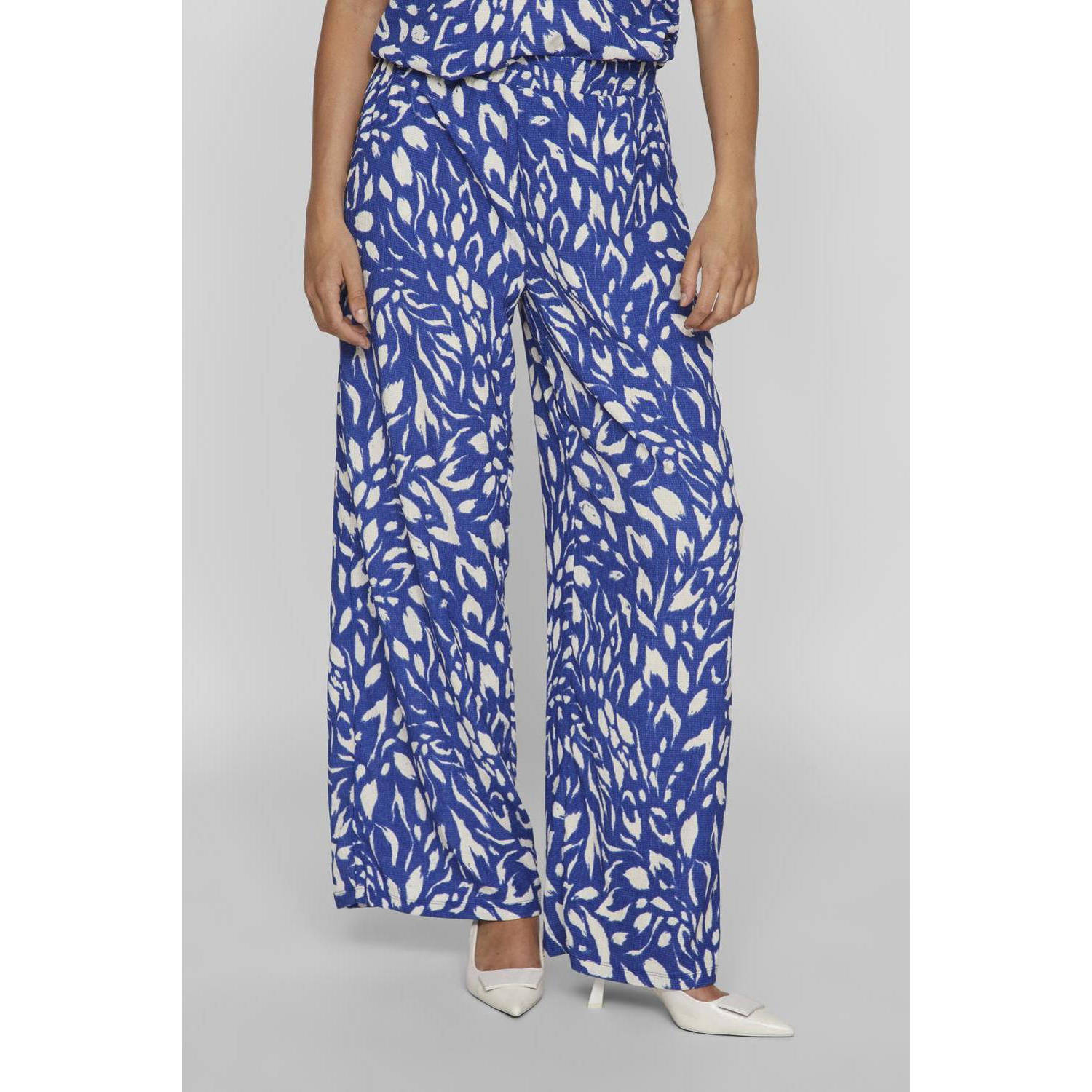 Vila High waist wide leg stoffen broek met structuurmotief model 'AYA BEA'