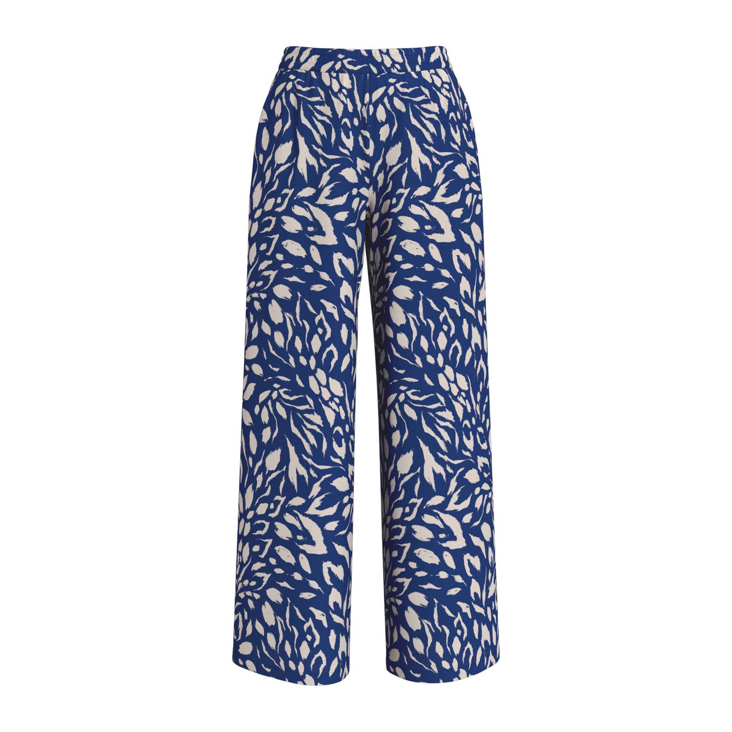 VILA wide leg broek YA met all over print blauw beige