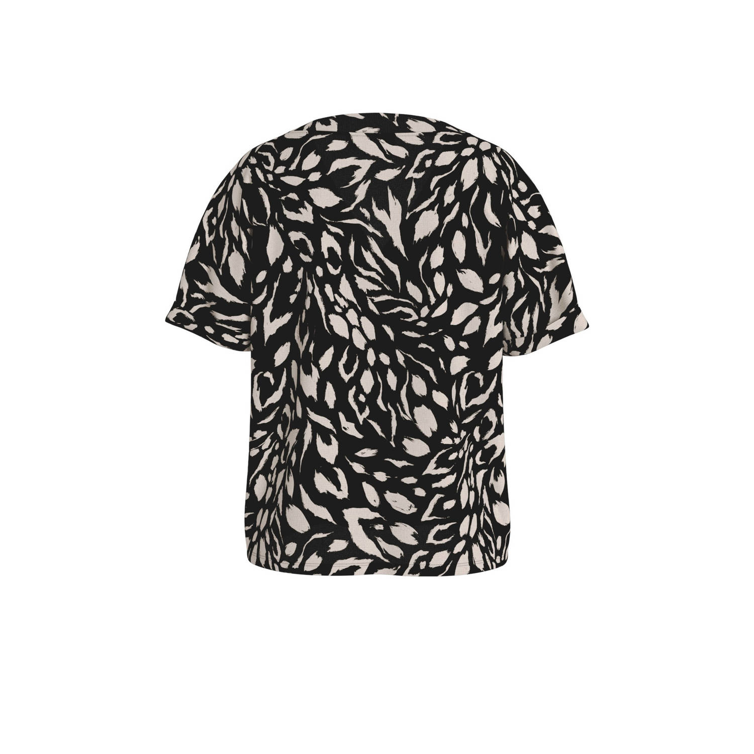 VILA top YA met all over print zwart beige