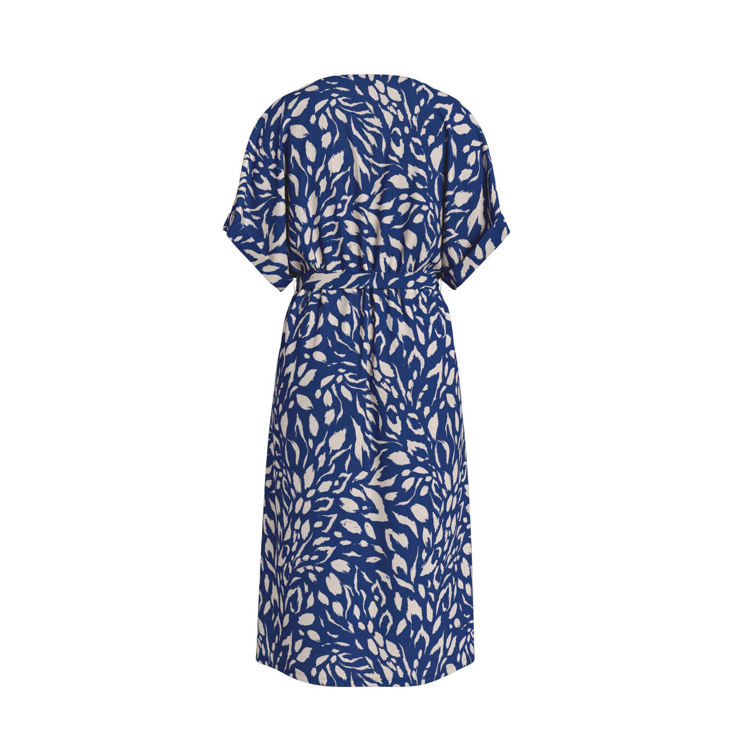 VILA jurk YA met all over print blauw beige