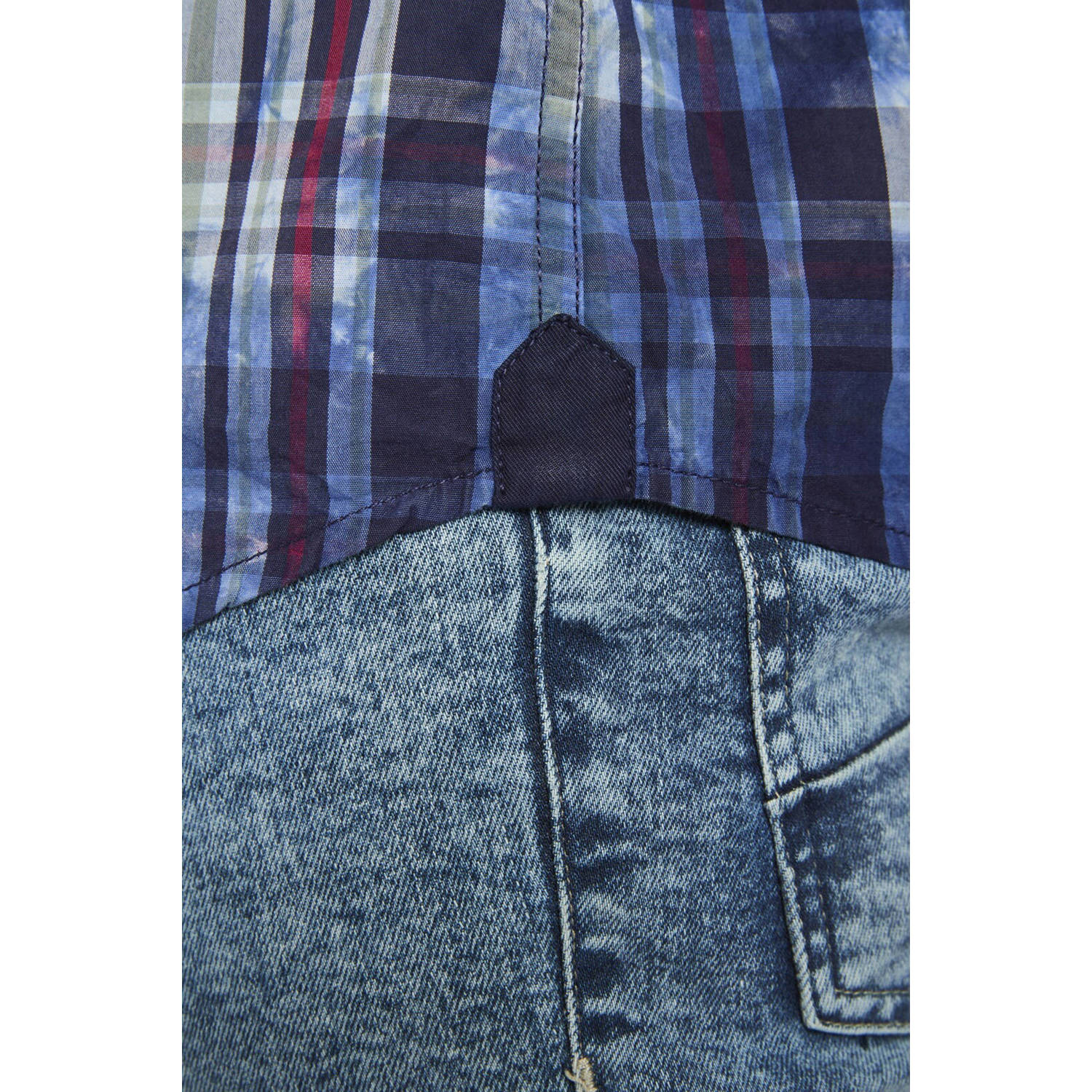 Jan Vanderstorm +FIT Collectie geruit loose fit overhemd NORDOLF Plus Size blauw
