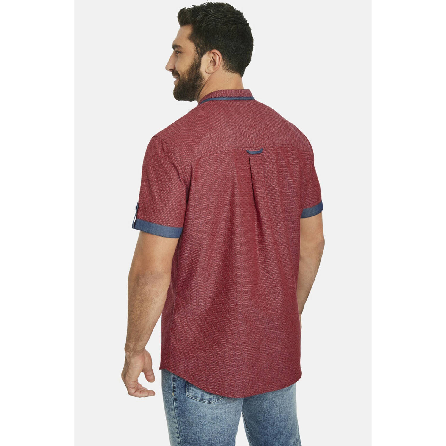 Jan Vanderstorm +FIT Collectie loose fit overhemd LODMUND Plus Size met printopdruk rood