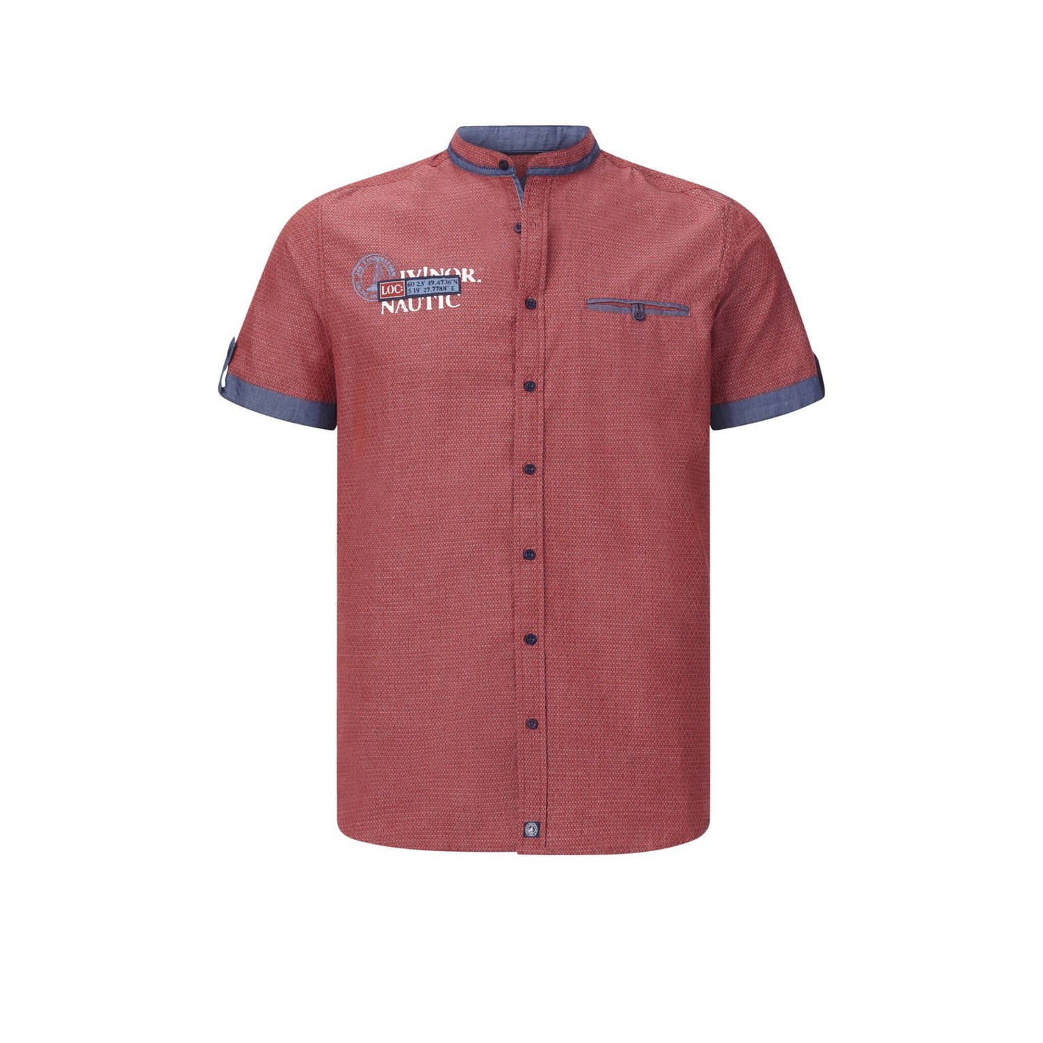 Jan Vanderstorm +FIT Collectie loose fit overhemd LODMUND Plus Size met printopdruk rood