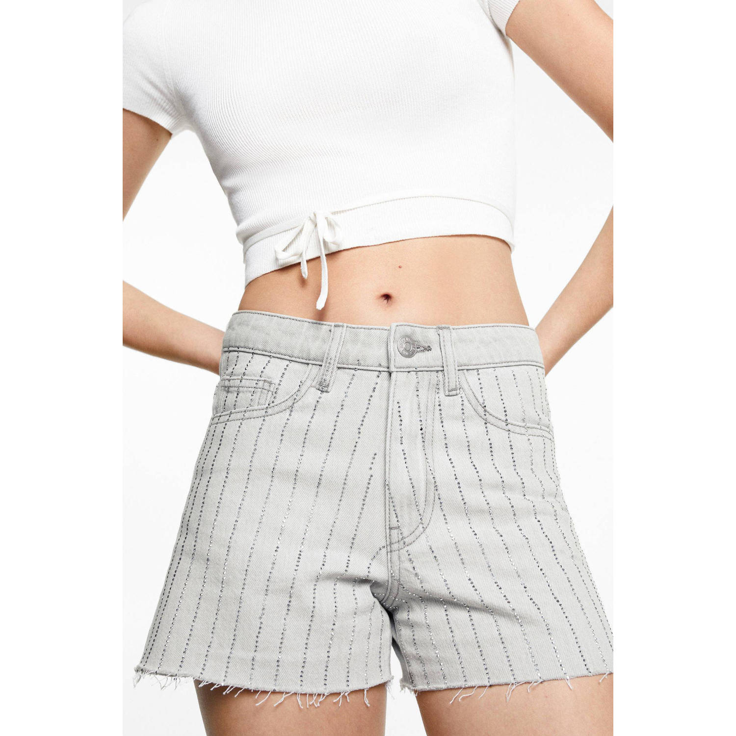 Mango Kids denim short grijs