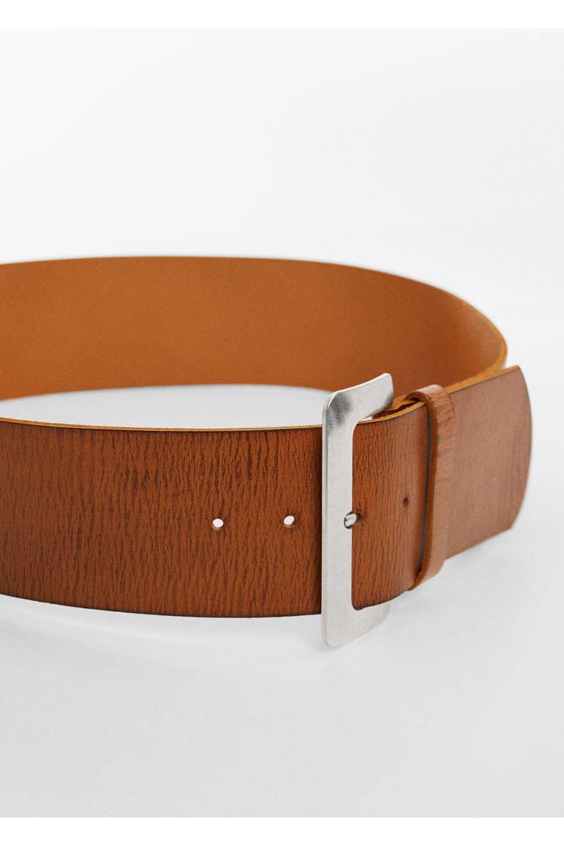 Mango brede leren riem cognac | wehkamp