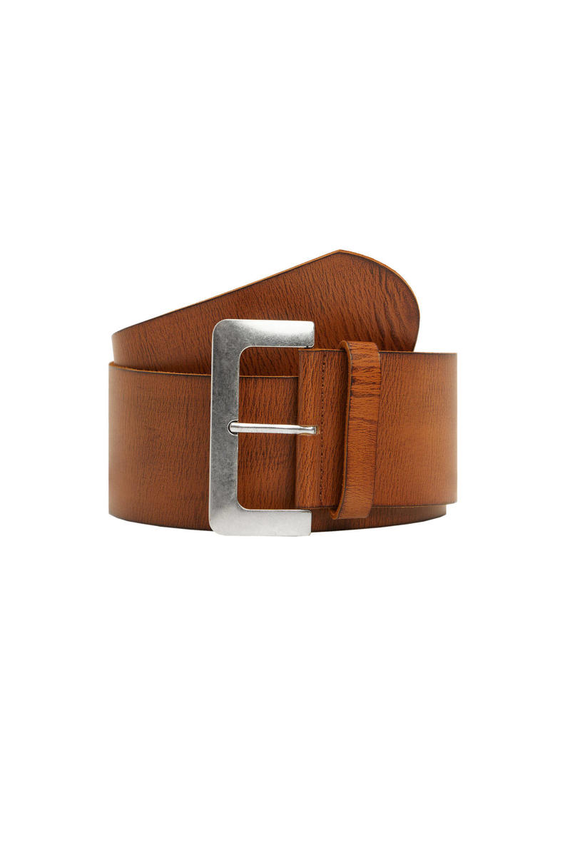 Mango brede leren riem cognac | wehkamp