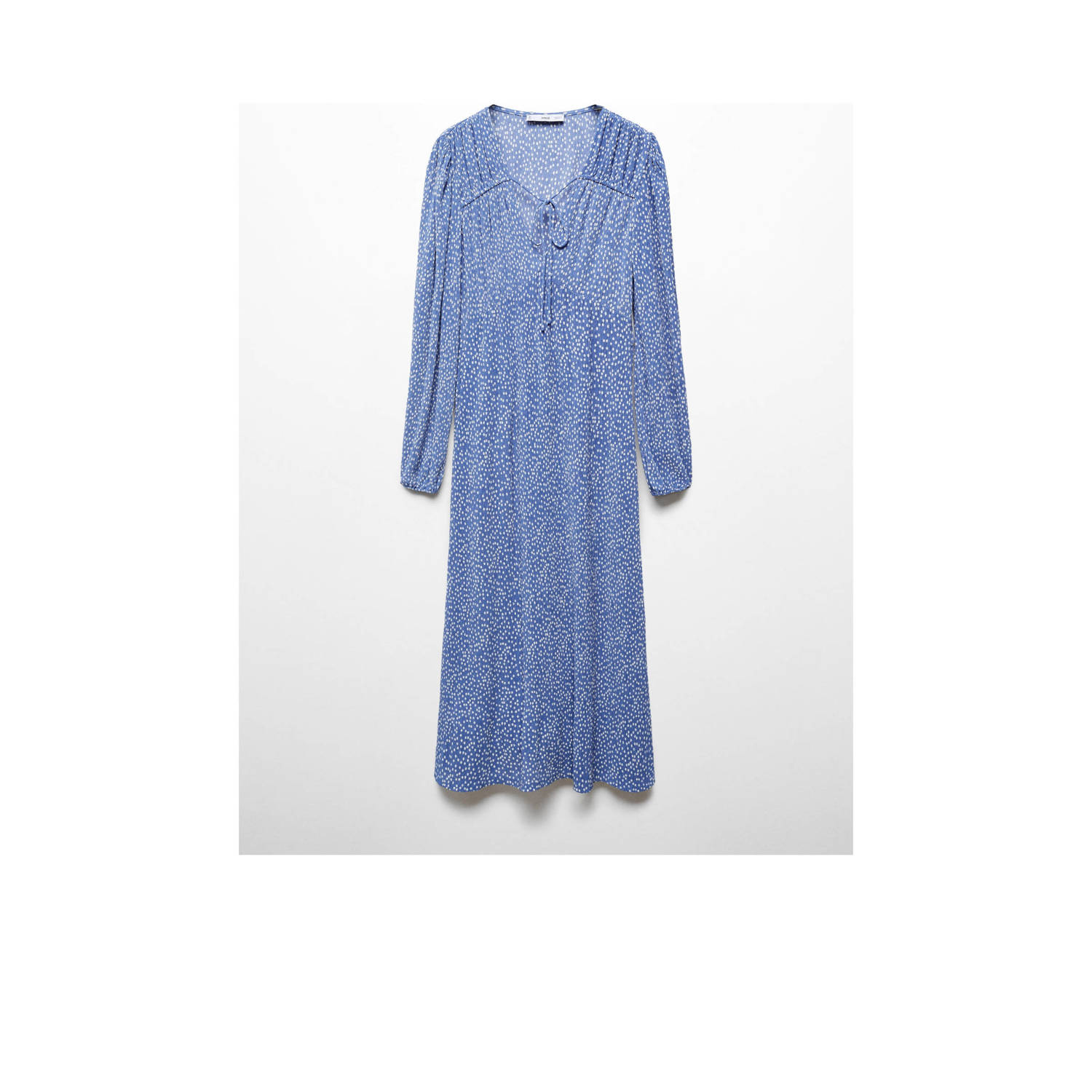 Mango A-lijn jurk met stippen blauw wit