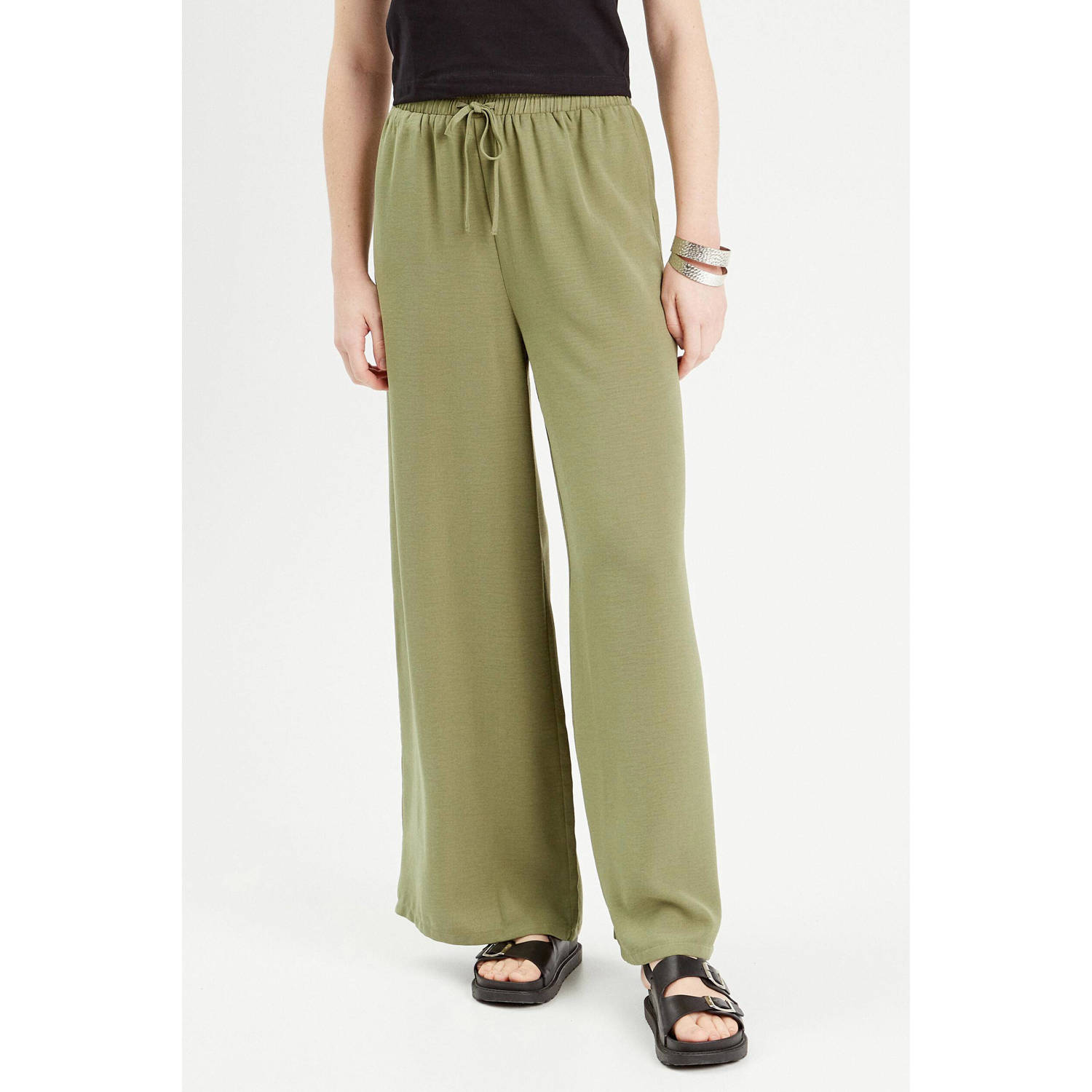 Cache high waist wide leg pantalon lichtkaki