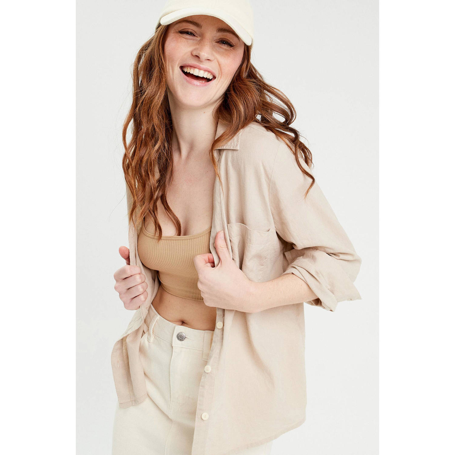 Cache linnen blouse zand