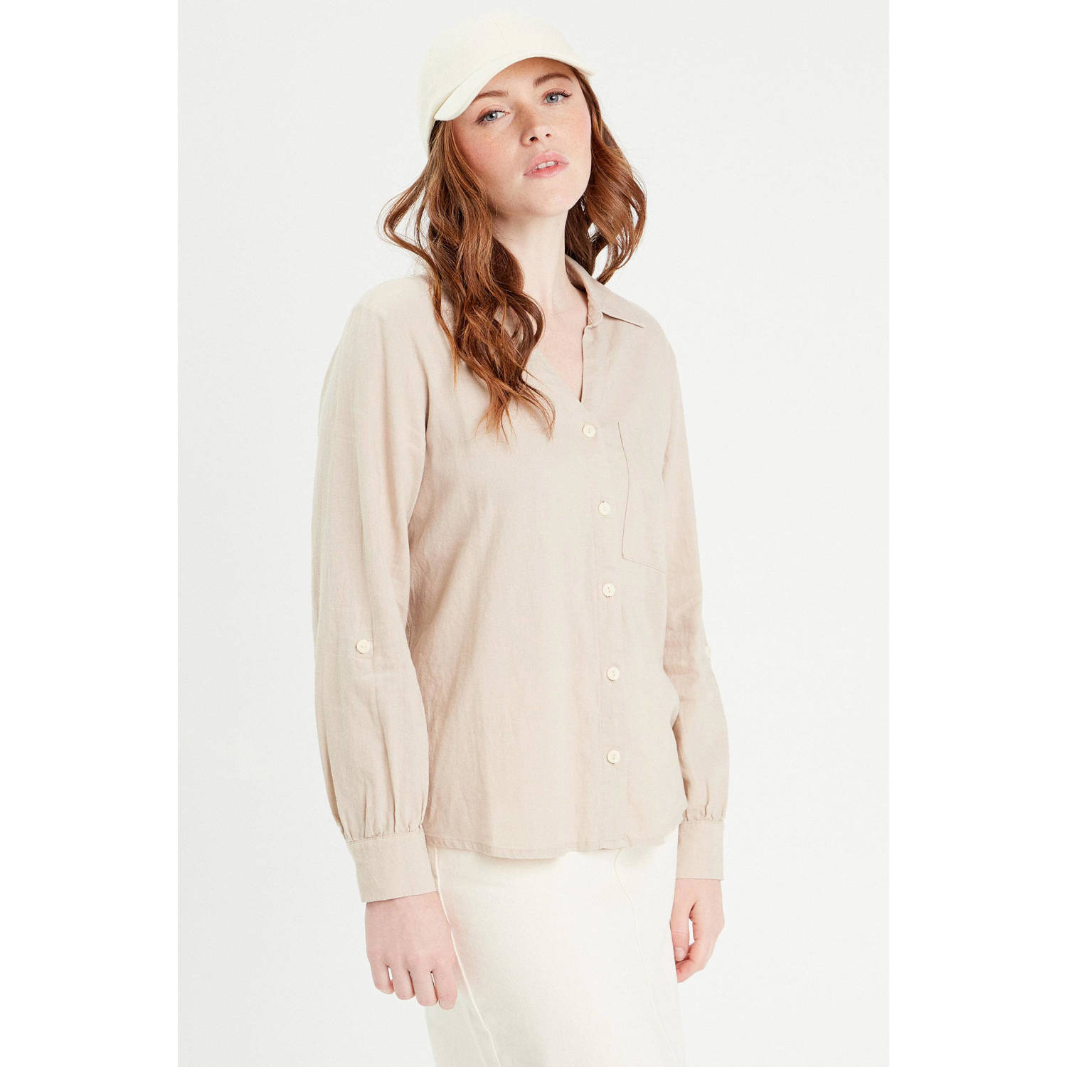 Cache linnen blouse zand