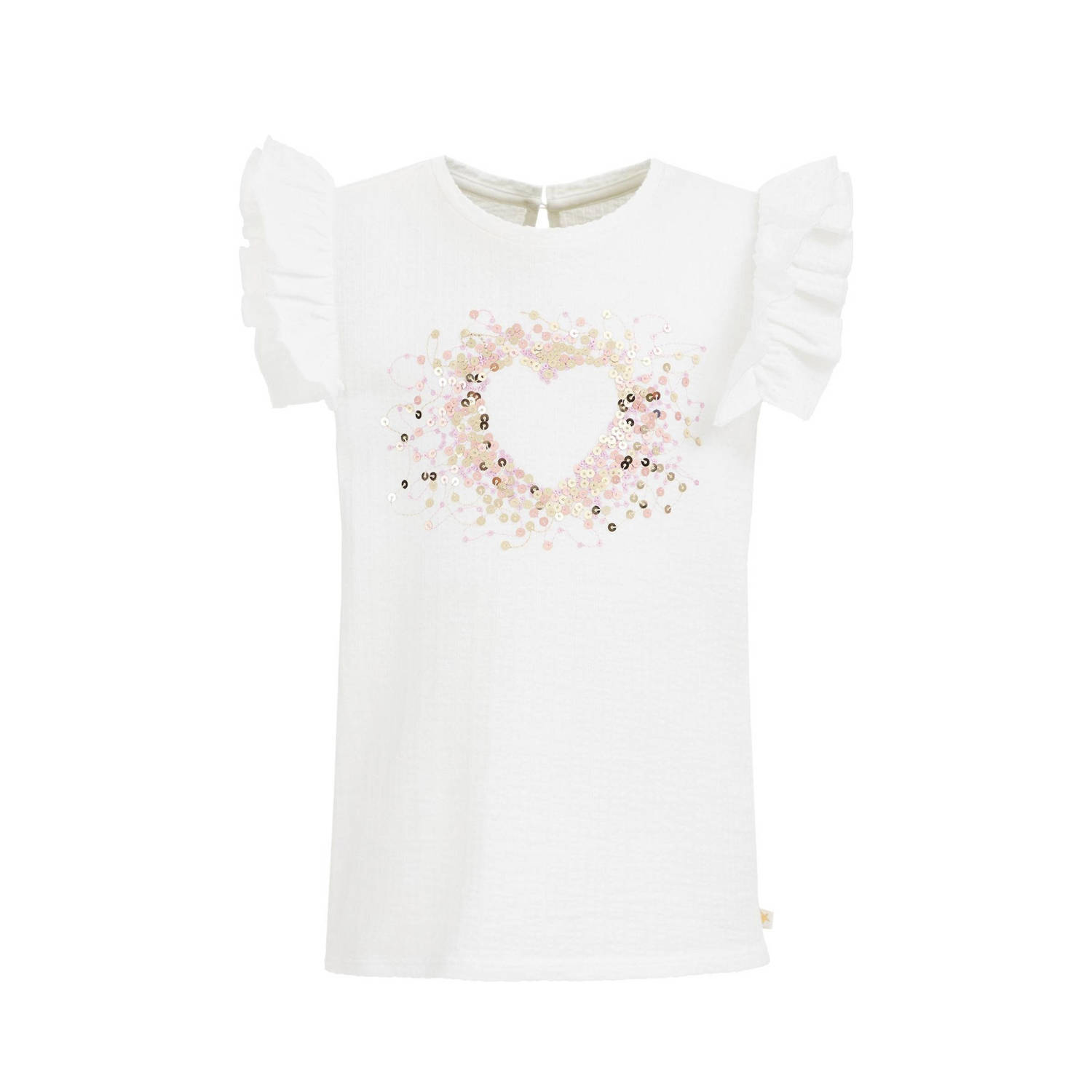 WE Fashion T-shirt met printopdruk Wit Meisjes Katoen Ronde hals Printopdruk 170 176