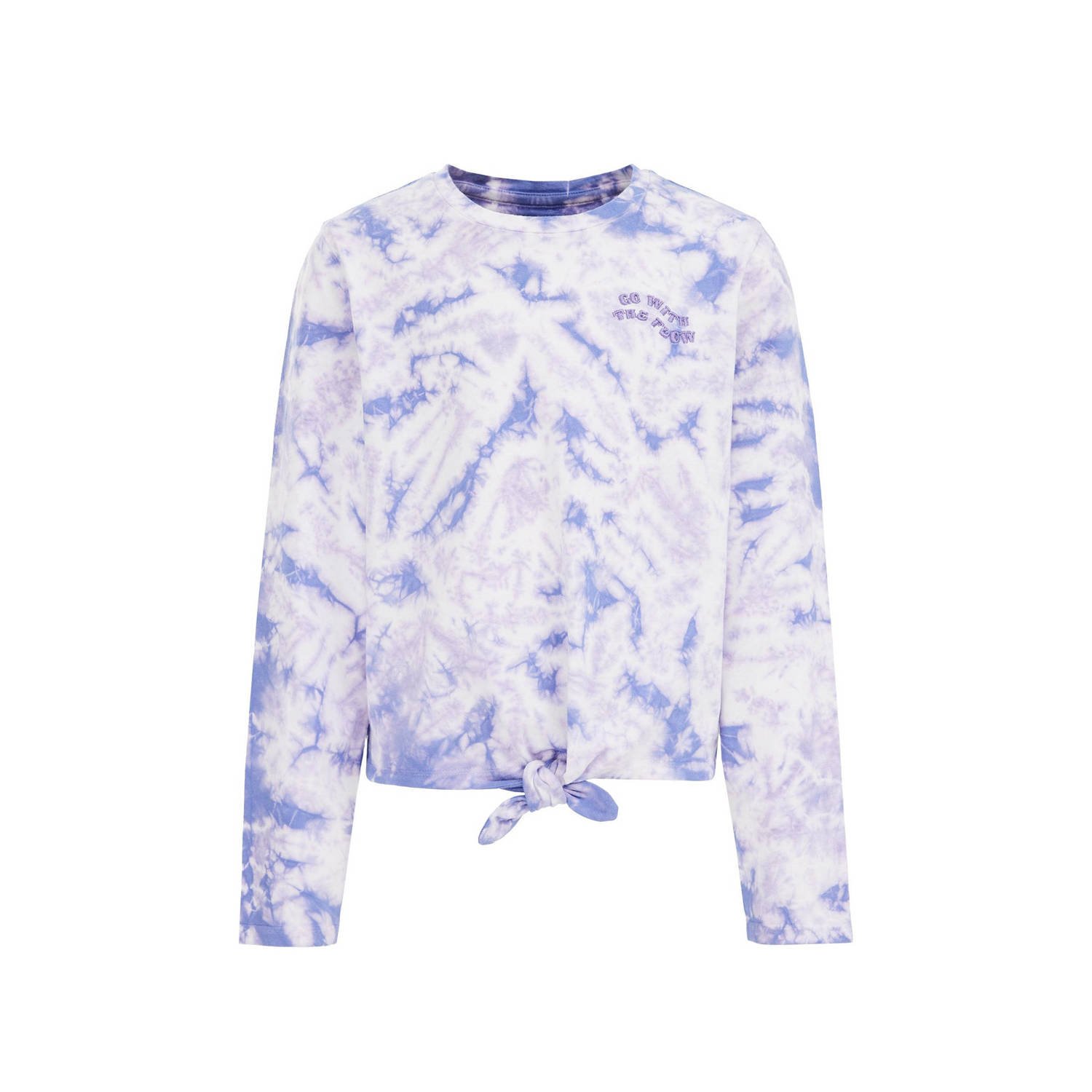 WE Fashion longsleeve met all over print lila wit Paars Meisjes Katoen Ronde hals 110 116