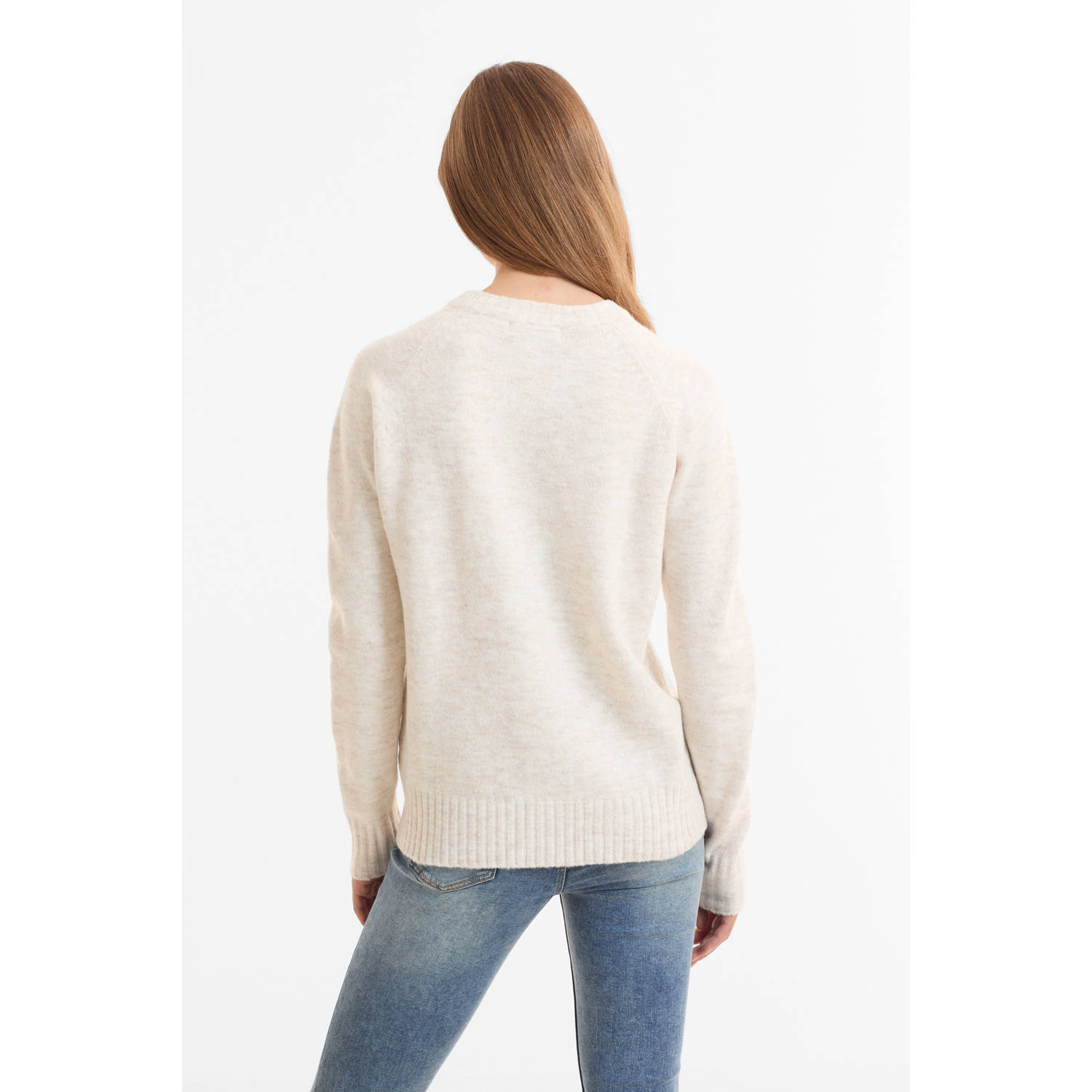 anytime gebreide trui beige melange