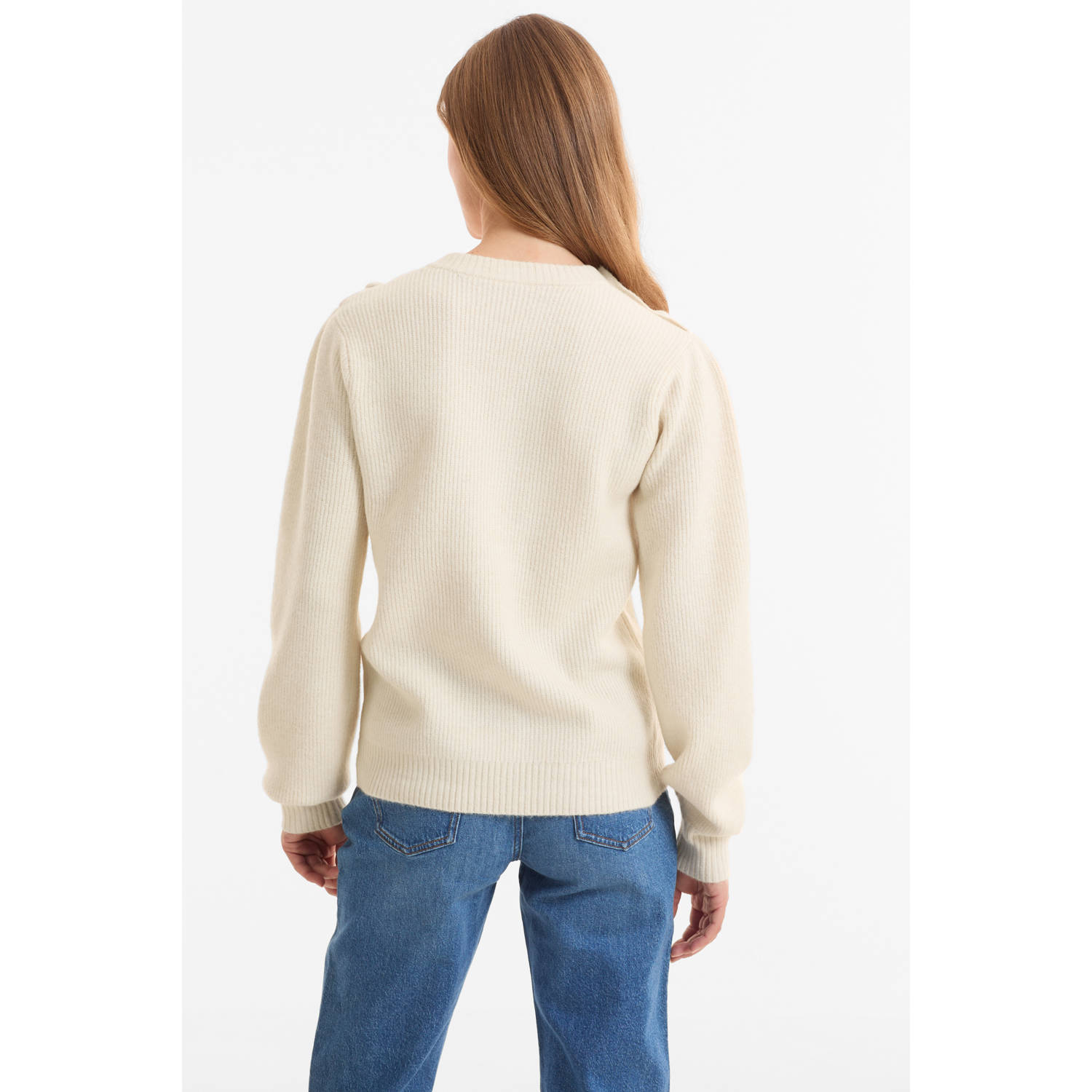 anytime trui met knopen beige