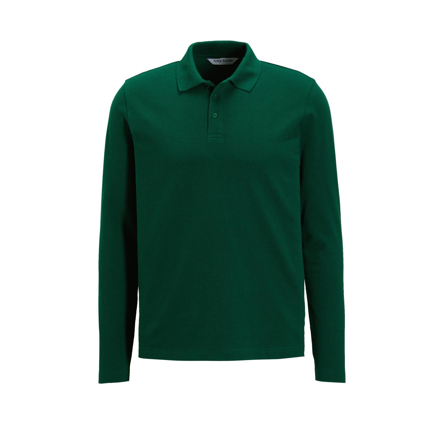 Anytime piqué longsleeve polo donkergroen