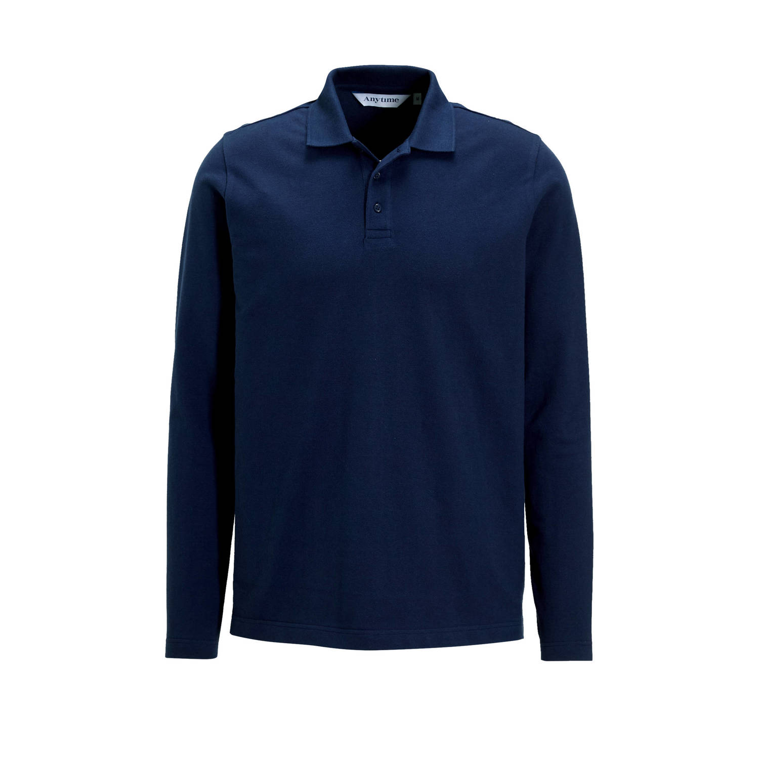 Anytime piqué longsleeve polo marineblauw