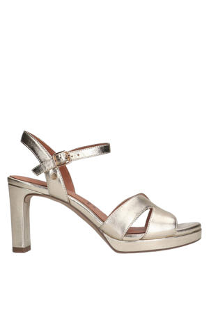leren sandalettes goud