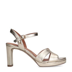 leren sandalettes goud