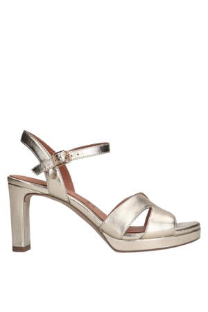 leren sandalettes goud