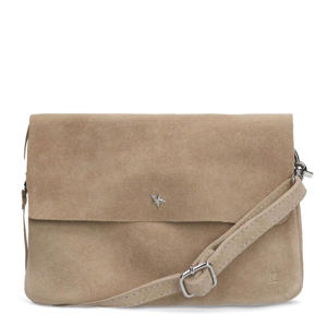 suede crossbody tas beige