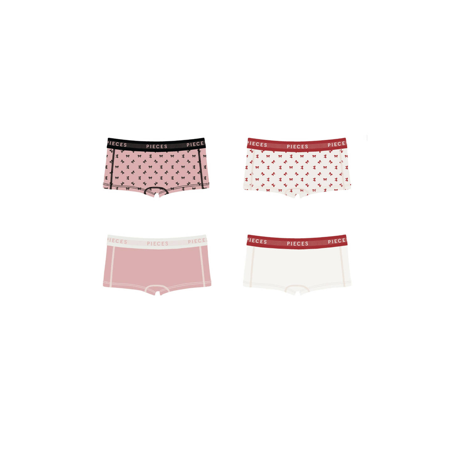 PIECES short PCLOGO (set van 4) roze wit