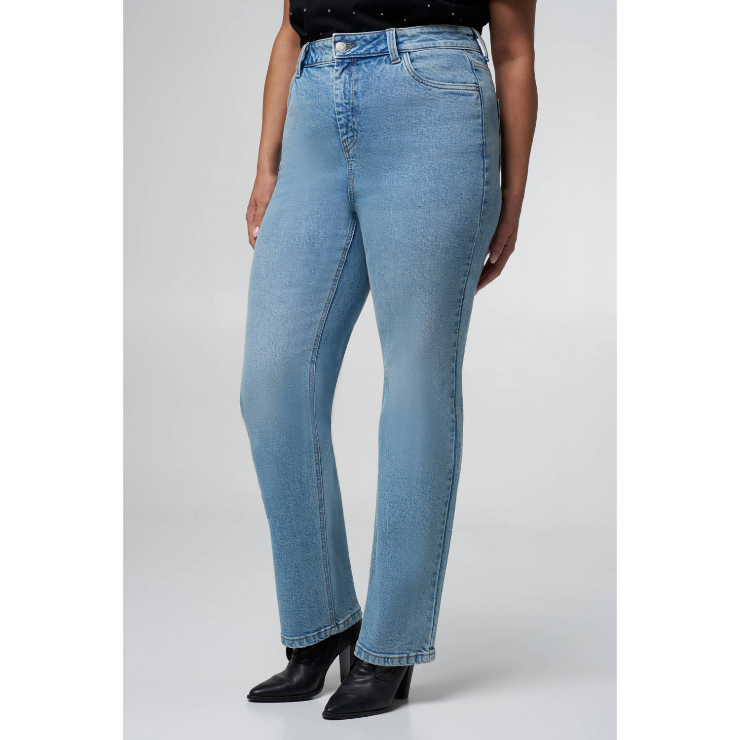 MS Mode straight jeans medium blue denim
