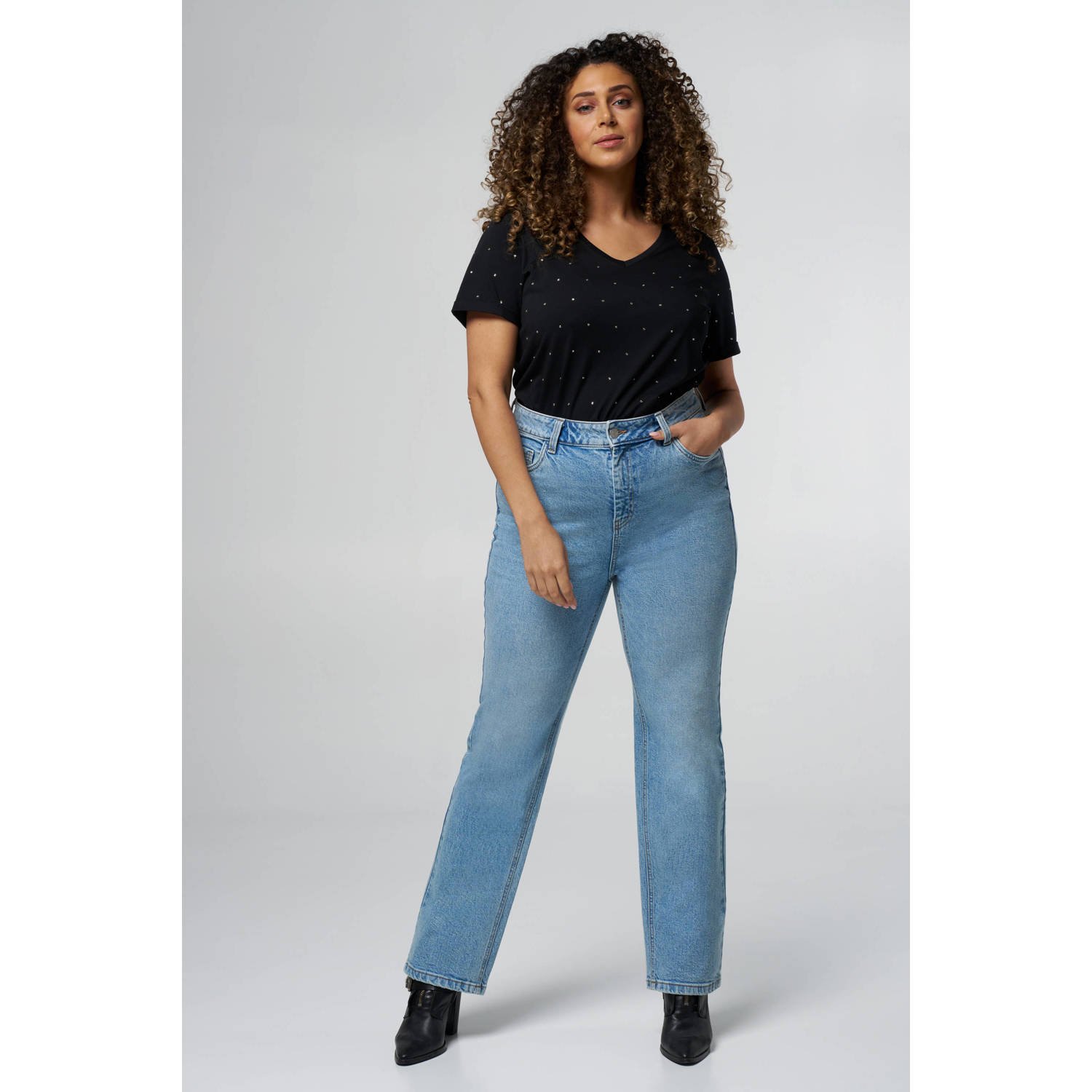MS Mode straight jeans medium blue denim