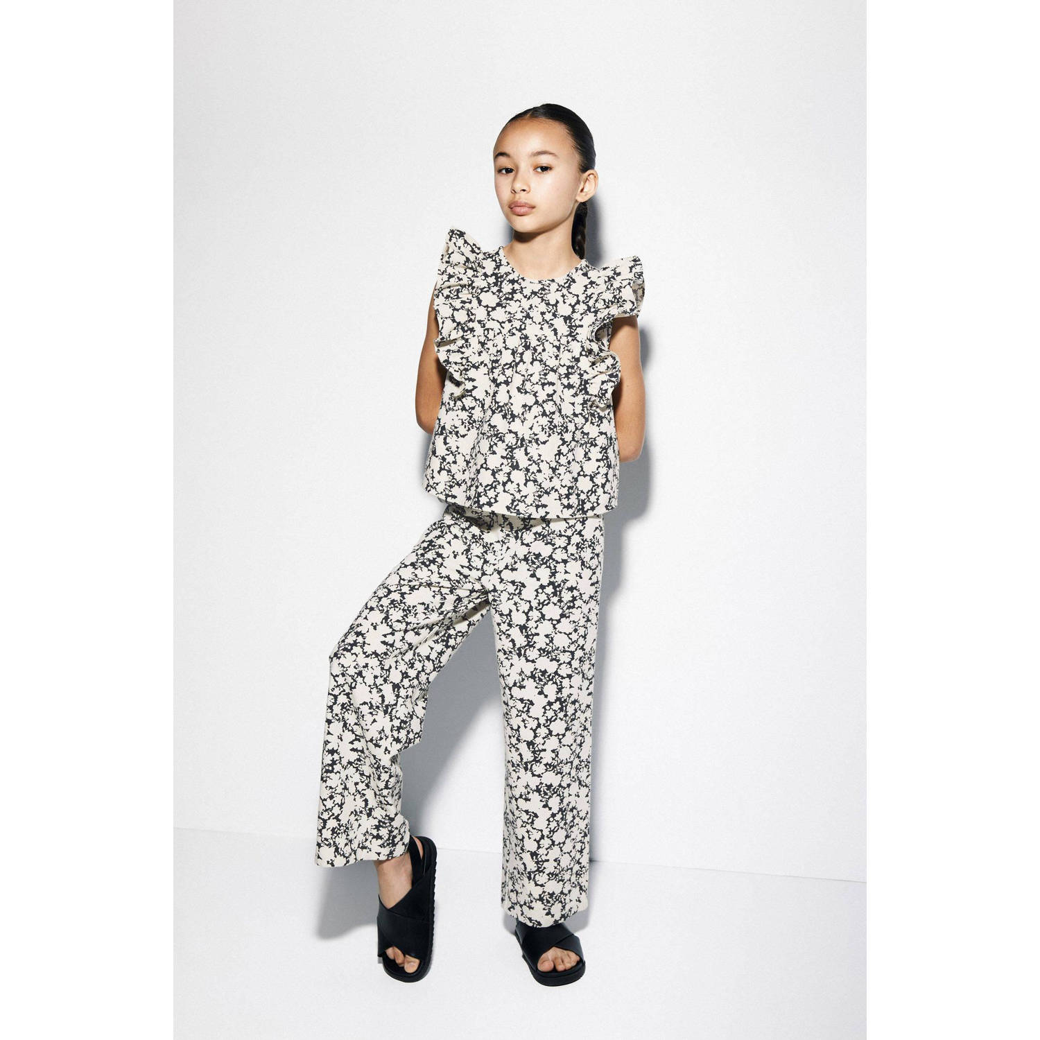 Mango Kids broek met all over print zwart