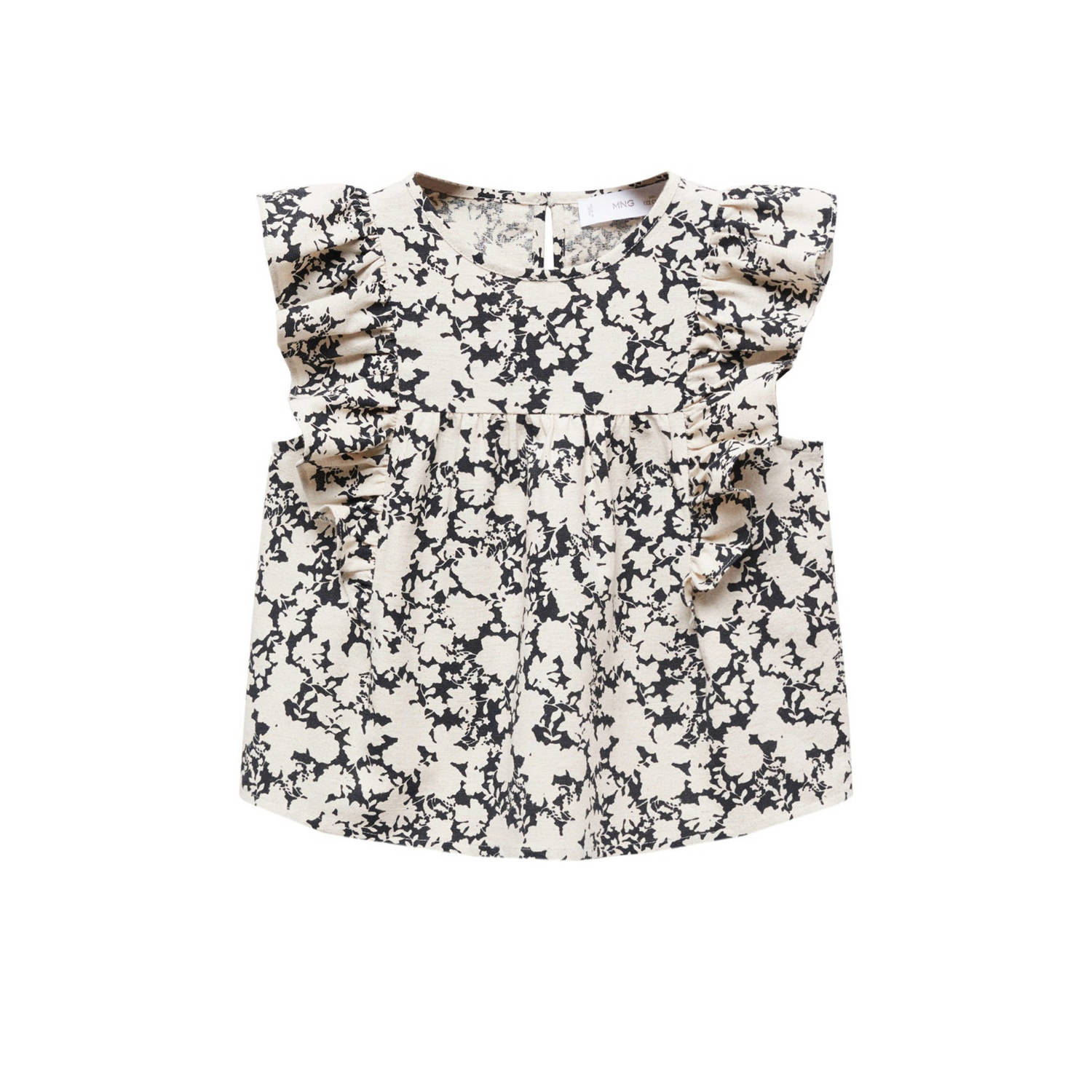 Mango Kids top met all over print zwart ecru