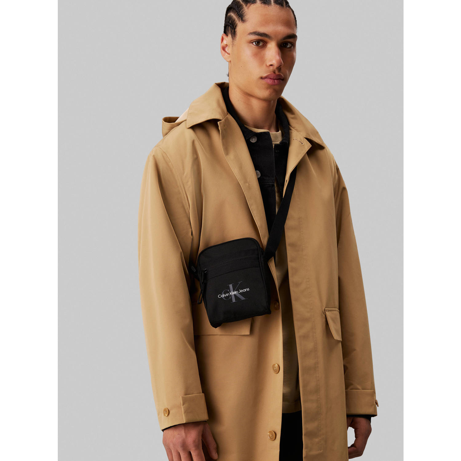 Calvin Klein Zwarte Polyester Heren Schoudertas Black Unisex