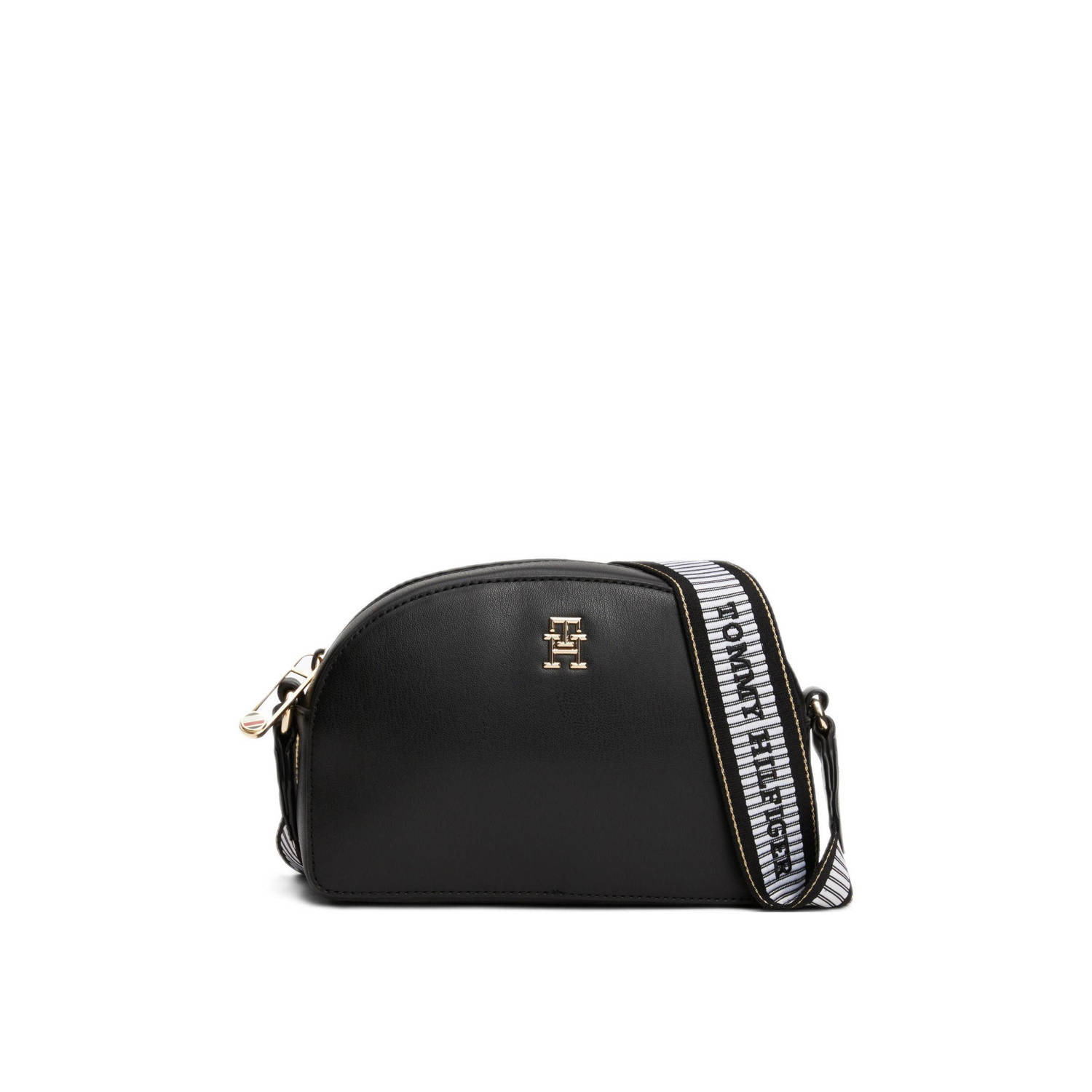 Tommy Hilfiger Zwarte polyethyleen schoudertas met verstelbare band Black Dames