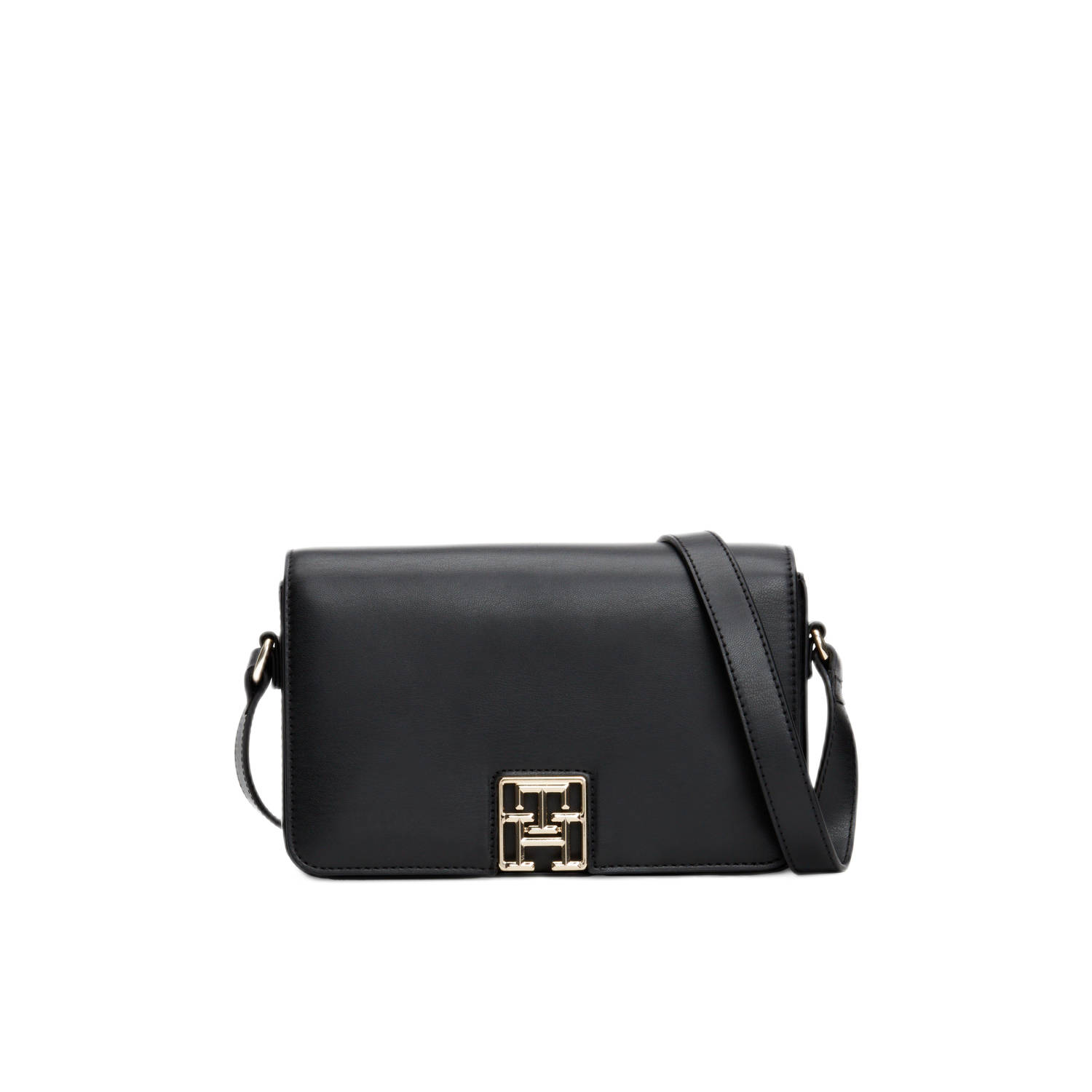 Tommy Hilfiger Zwarte Leatherlook Schoudertas Black Dames