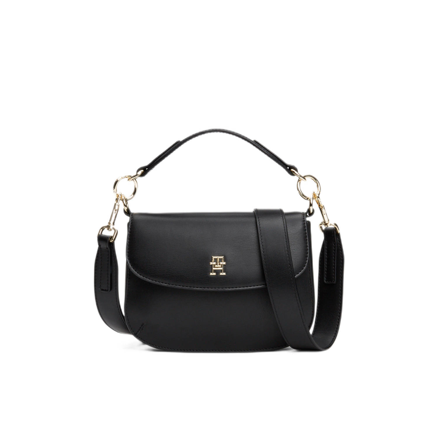 Tommy Hilfiger Zwarte Polyethyleen Handtas met Afneembaar Handvat Black Dames