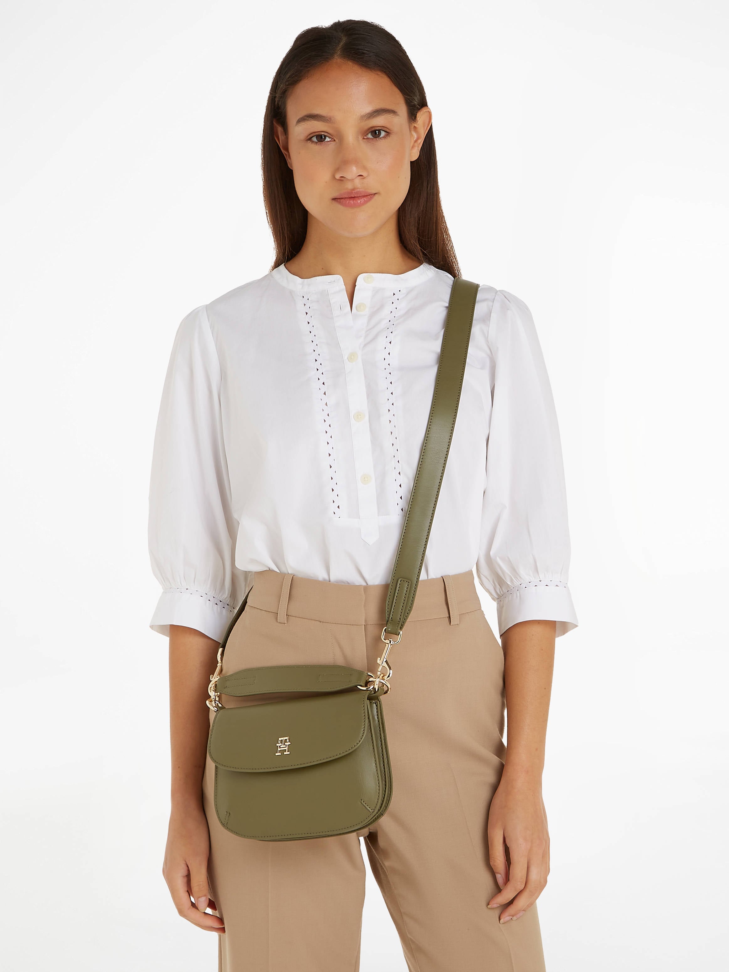 Tommy Hilfiger crossbody tas TH Chic olijfgroen | wehkamp