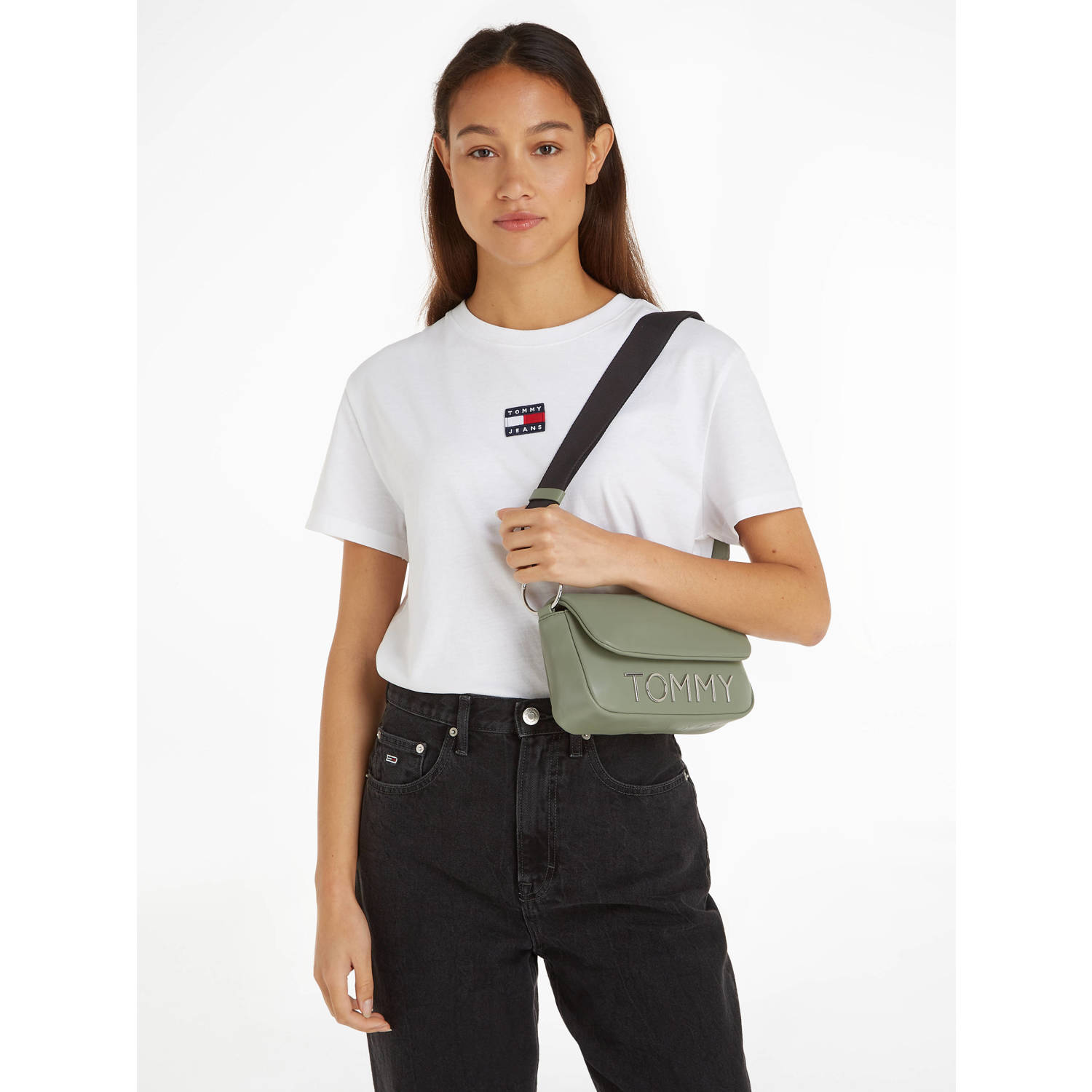 Tommy Jeans crossbody tas TJW Bold olijfgroen