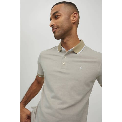 JACK & JONES ESSENTIALS slim fit polo JJEPAULOS beige afbeelding