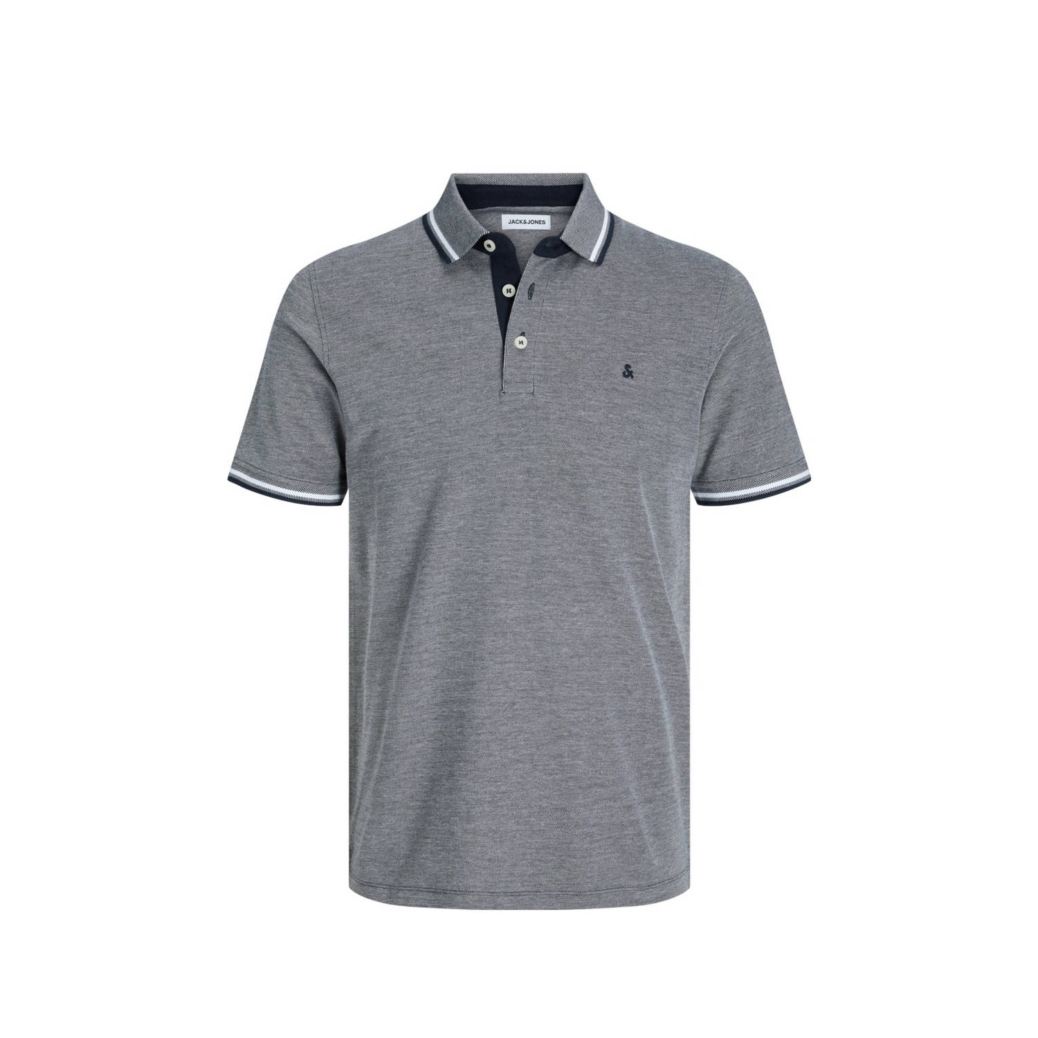 JACK & JONES ESSENTIALS gemêleerde polo JJEPAULOS grijs