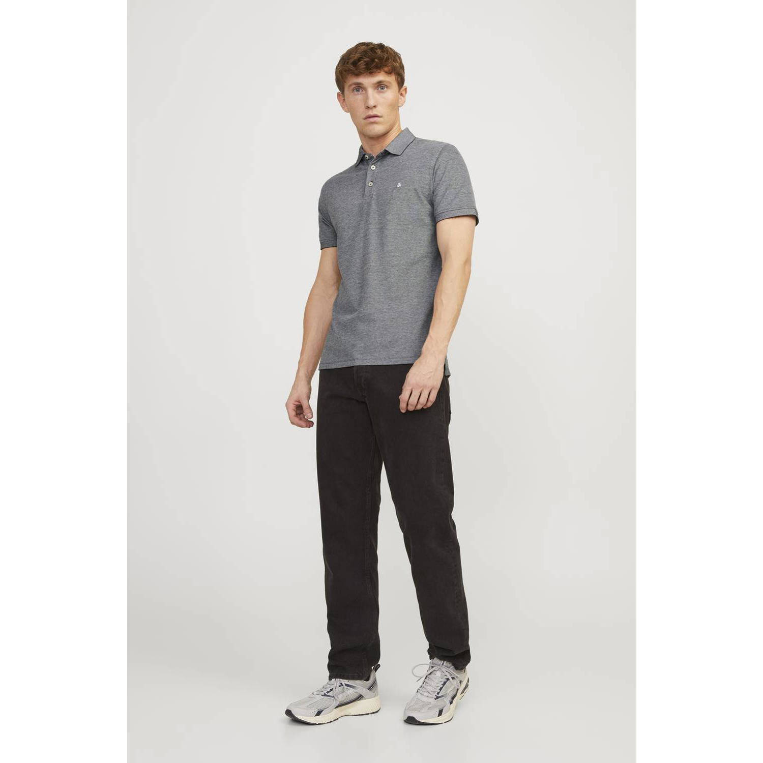 JACK & JONES ESSENTIALS slim fit polo JJEPAULOS grijs
