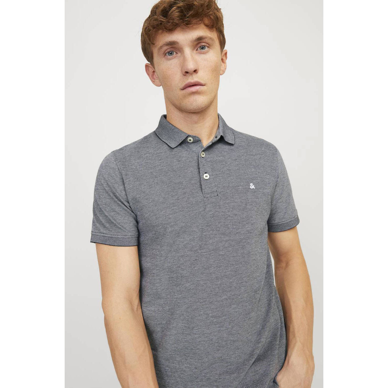 JACK & JONES ESSENTIALS slim fit polo JJEPAULOS grijs
