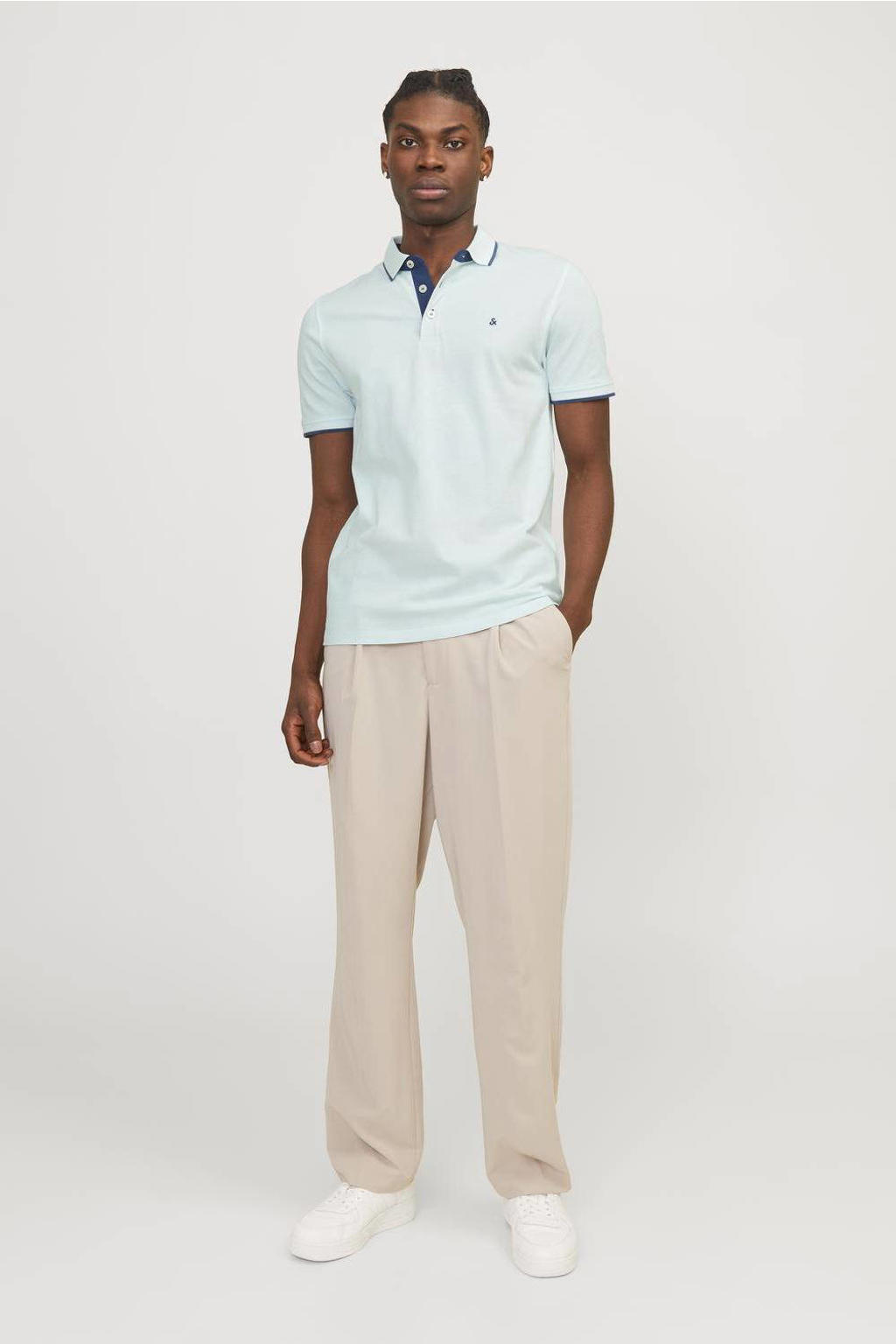 JACK & JONES ESSENTIALS slim fit polo JJEPAULOS mintgroen