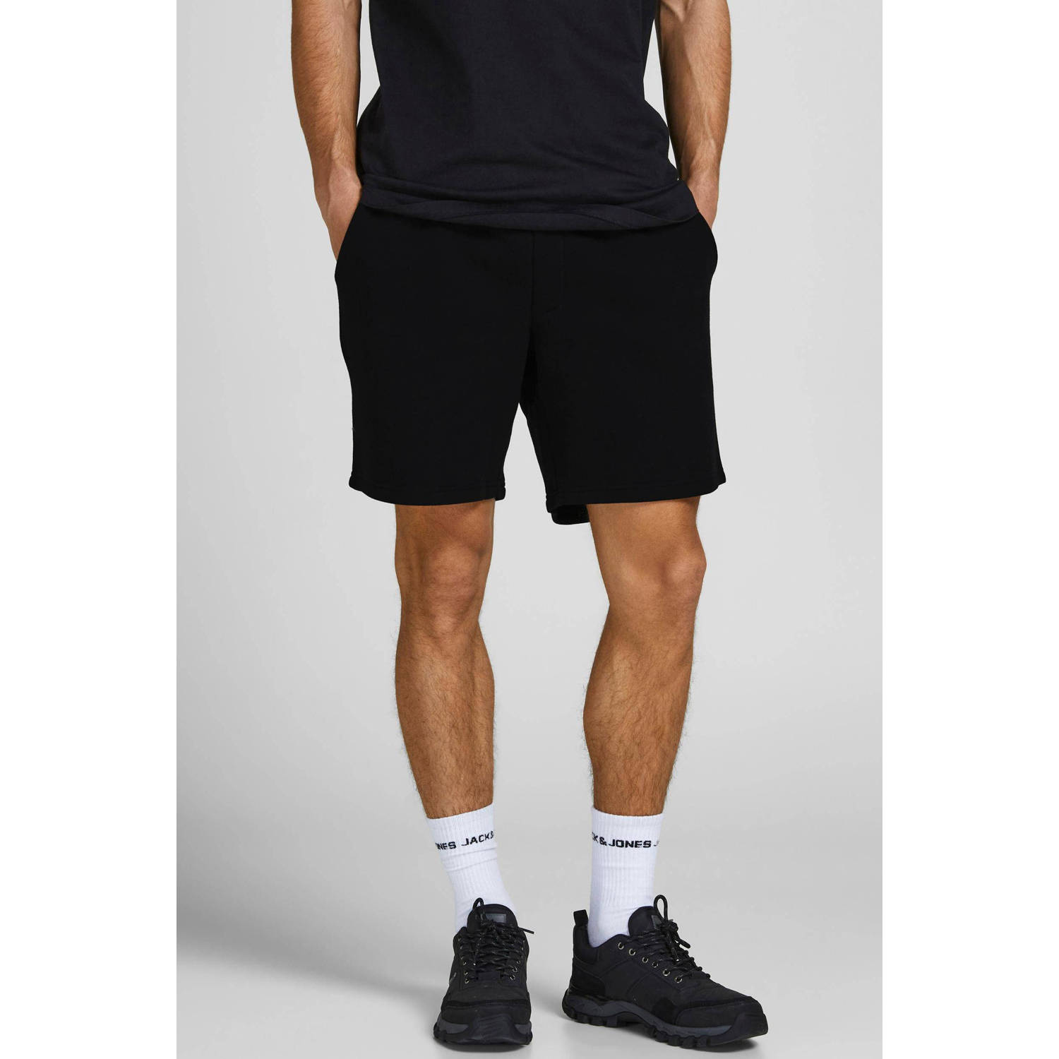 JACK & JONES PANTS STUDIO regular fit sweatshort JPSTGORDON zwart