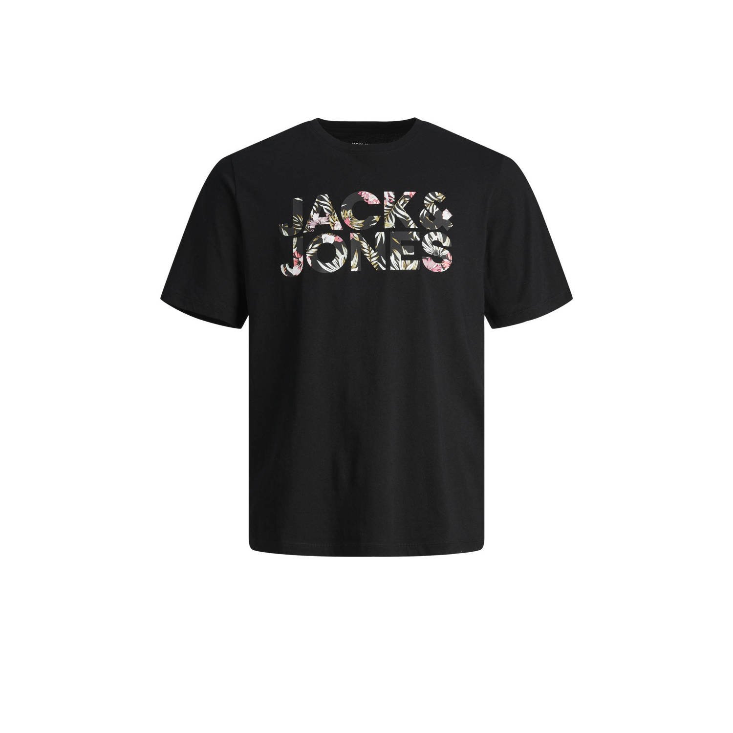 JACK & JONES ESSENTIALS T-shirt JJEJEFF met printopdruk zwart