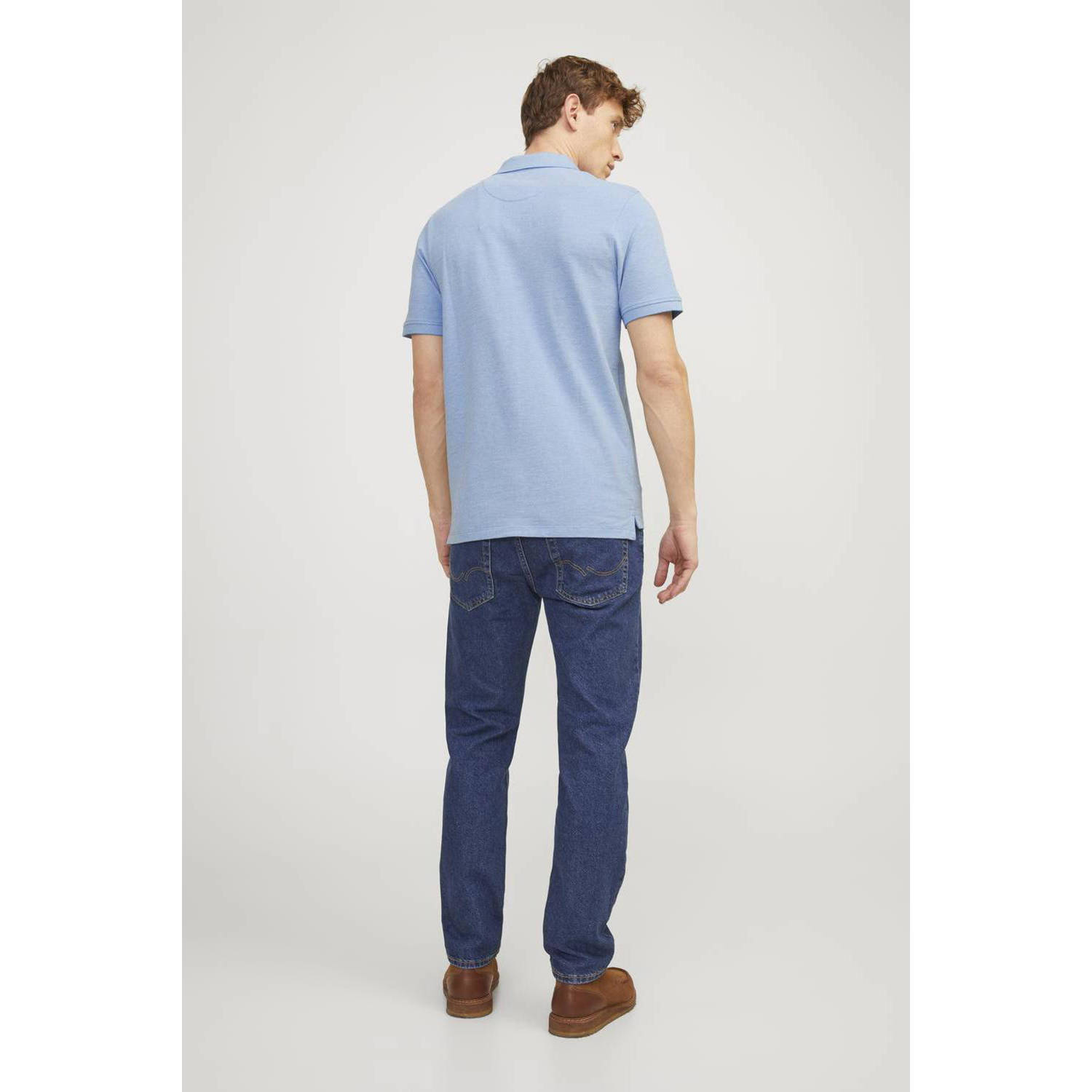 JACK & JONES ESSENTIALS slim fit polo JJEPAULOS blauw