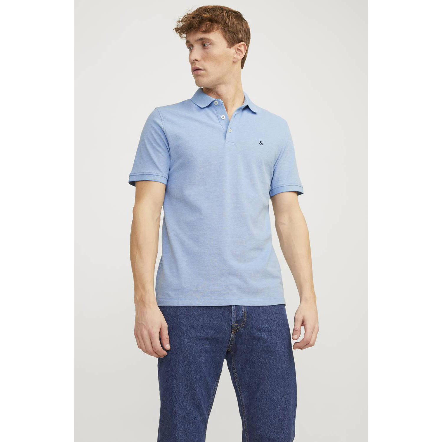 JACK & JONES ESSENTIALS slim fit polo JJEPAULOS blauw