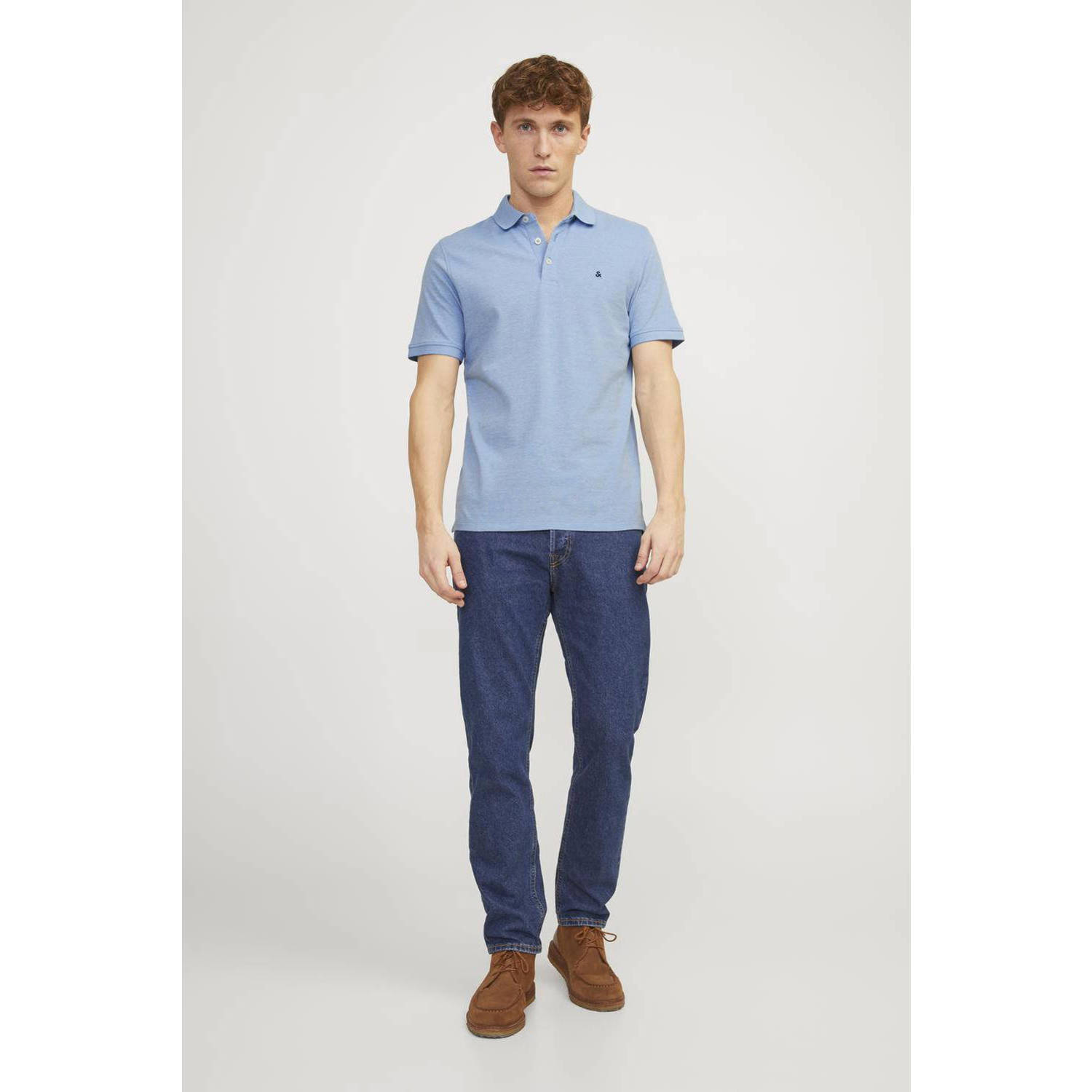 JACK & JONES ESSENTIALS slim fit polo JJEPAULOS blauw